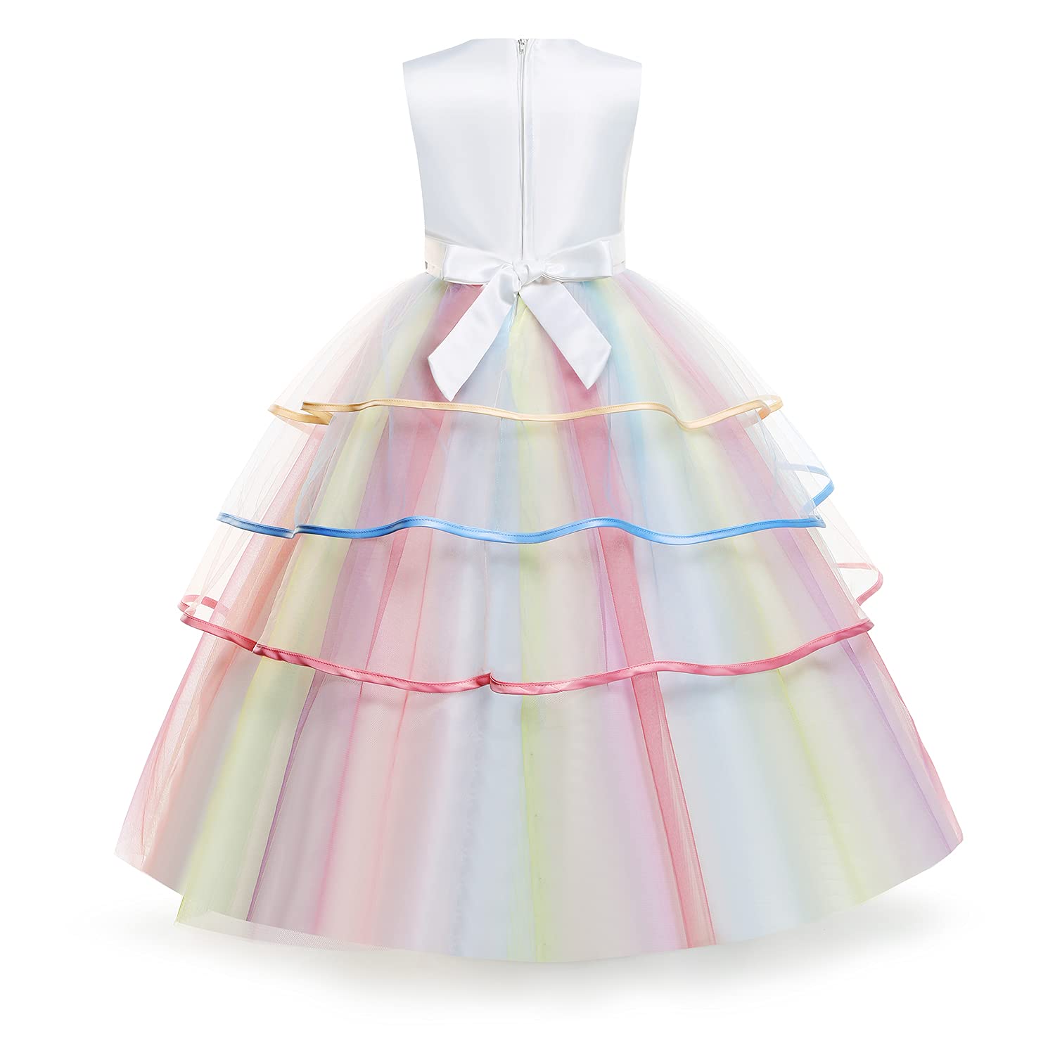 Magical Unicorn Princess Dress for Girls - Sparkly Long Satin Gown with Unicorn Headband | Perfect for Birthday Parties, Pageants, Halloween Costumes & Fantasy Dress-Up Play