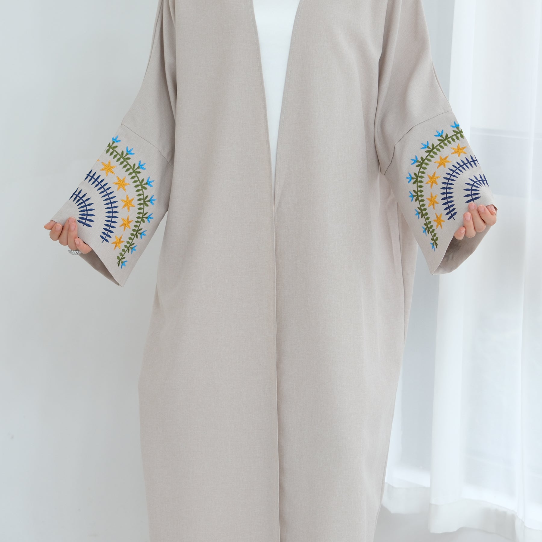 Carin Embroidered Kimono Duster Cardigan - Women's Lightweight Open Front Cover Up for Spring & Summer - Perfect for Beach, Vacation, and Boho Style Outfits