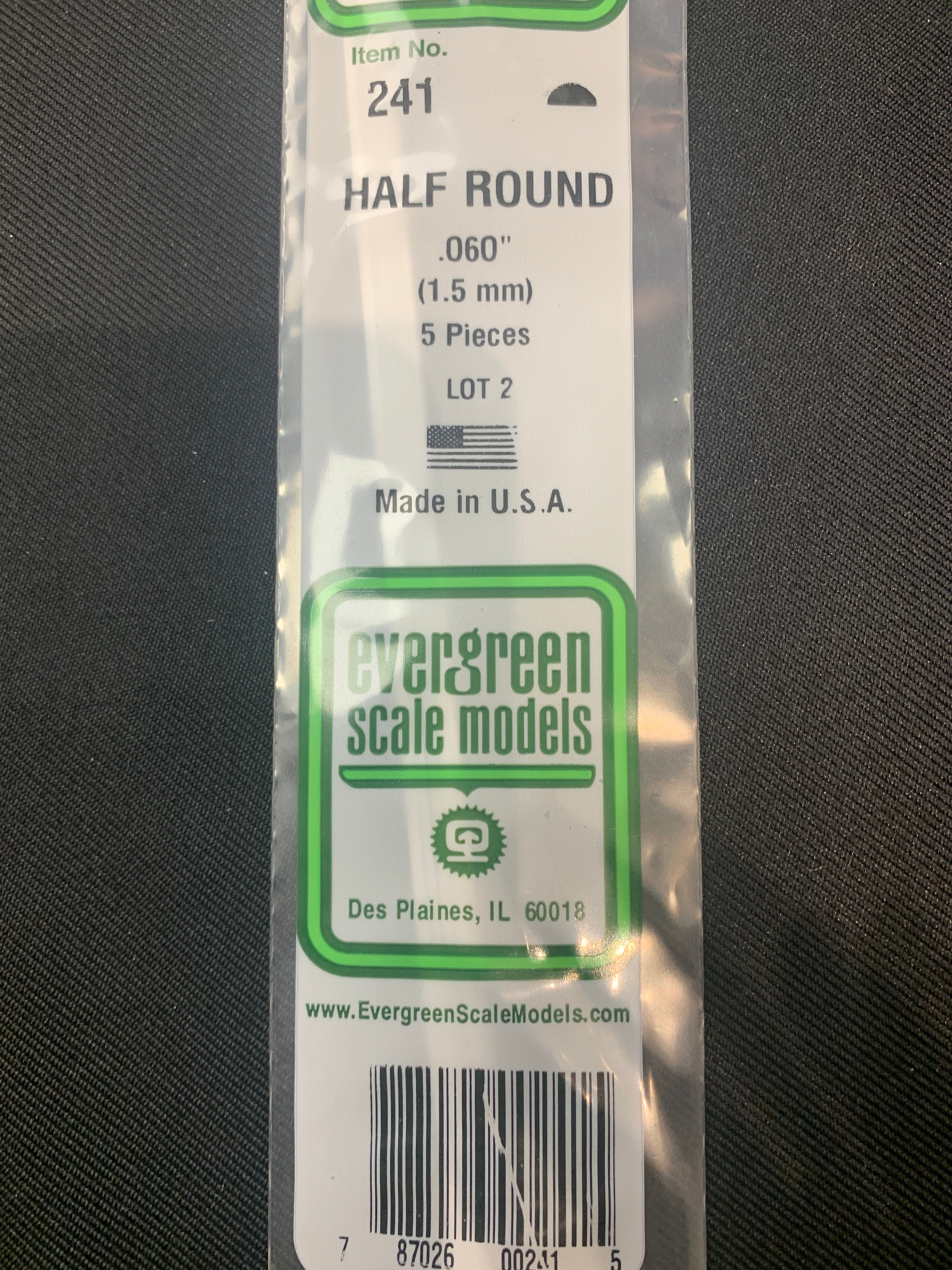 Evergreen Polystyrene Half Round Rod #241 - .060 Diameter (1.5mm) - Perfect for Model Building, Crafts & DIY Projects
