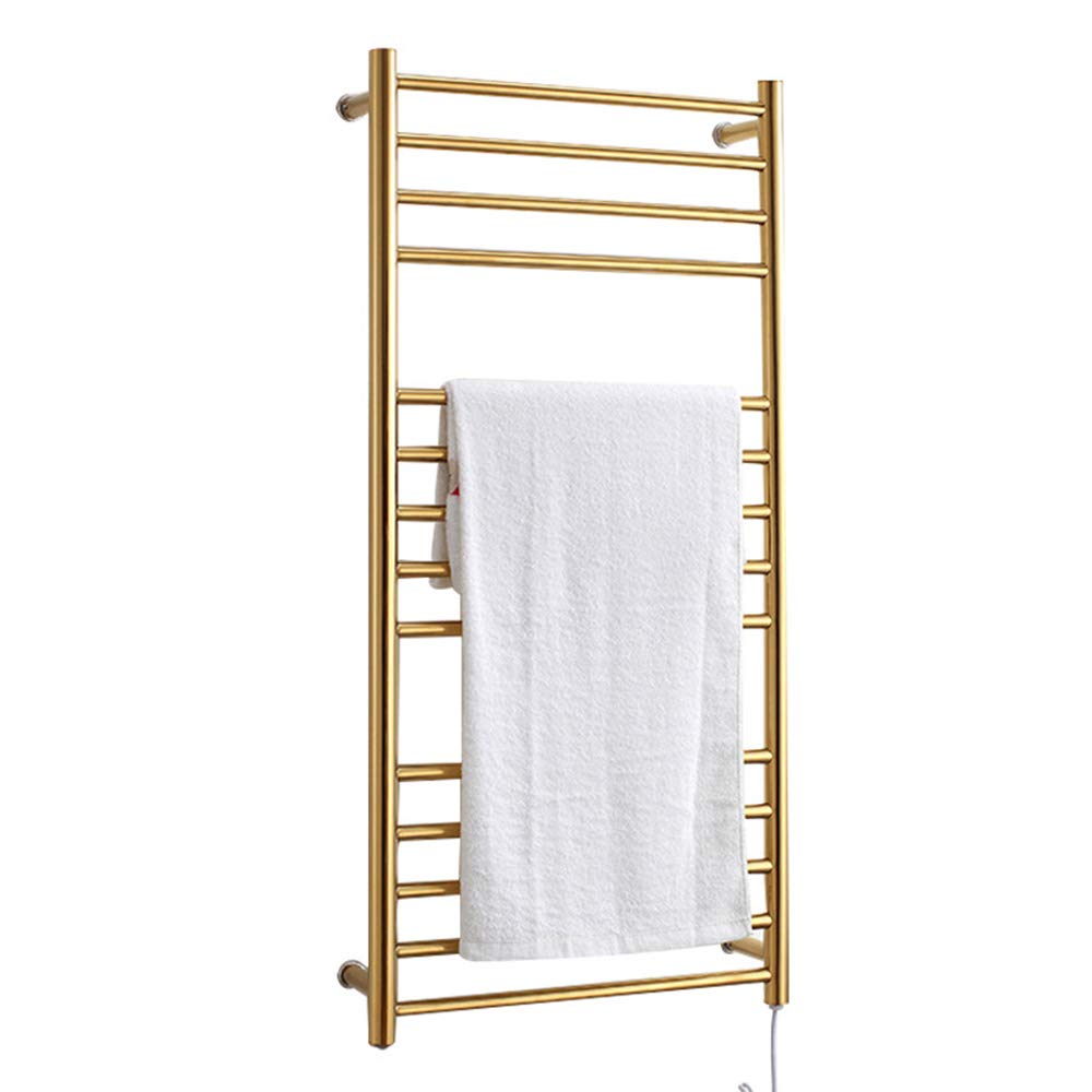 Premium RDREAM Wall Mounted Electric Towel Warmer - 4/12-Bar Stainless Steel Heated Towel Rack for Bathroom (Hardwired & Plug-in Options, Brushed Gold) | Fast Heating, Energy Efficient & Space Saving | Perfect for Luxury Homes, Spas & Hotels