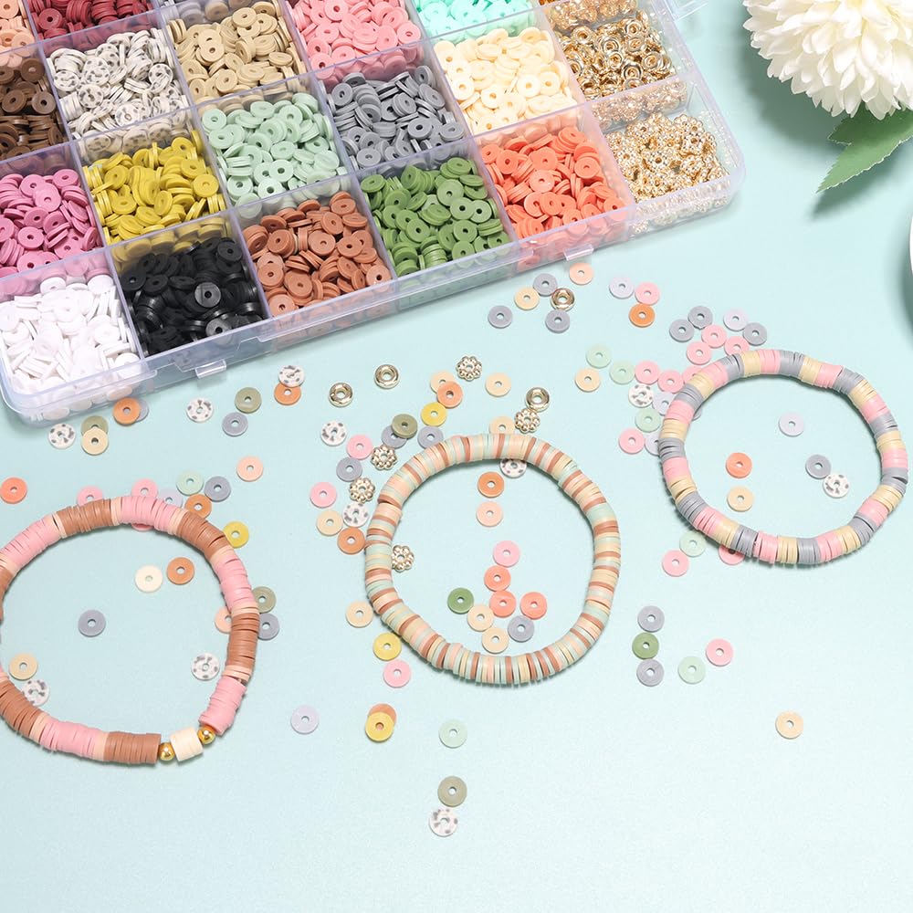 DIY Jewelry Making Kit - Polymer Clay Beads & Flat Preppy Beads for Bracelets, Necklaces & Friendship Crafts - Perfect Gift for Teens & Adults - Creative Art Projects, Party Favors & Relaxation Activities