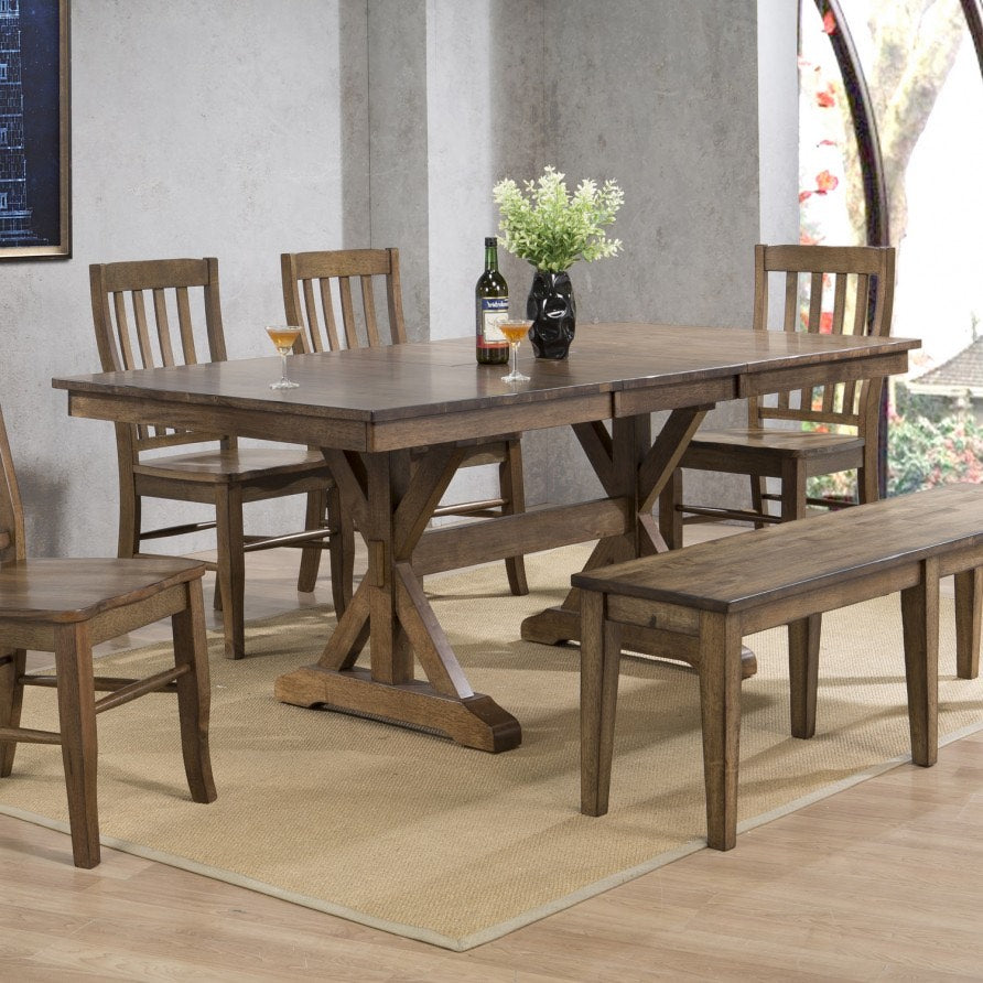 Carmel Trestle Dining Table Set - Solid Wood Farmhouse Kitchen Table with 4 Chairs - Perfect for Family Gatherings & Dinner Parties