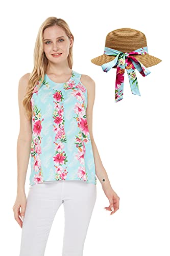 Pink Turquoise Hibiscus Vine + Hat