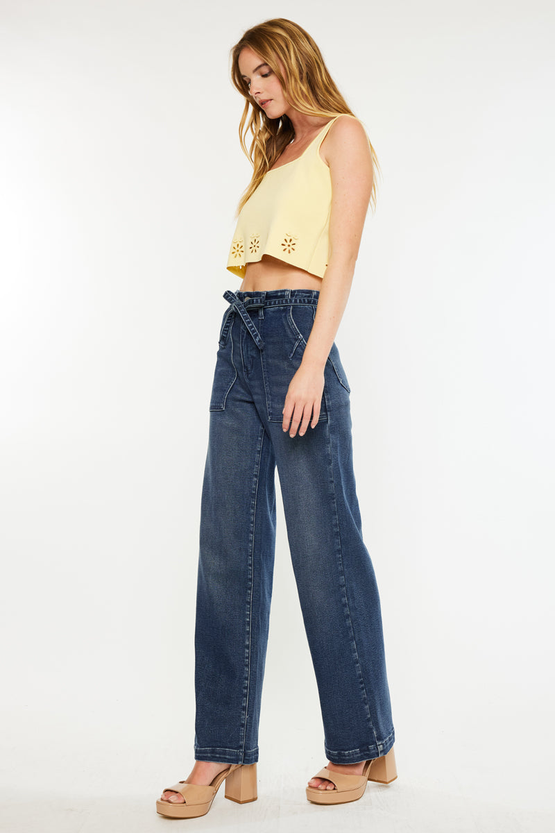 Seville High Rise Wide Flare Jeans for Women - Stretchy Denim Pants with Bootcut Leg - Vintage 70s Style Jeans for Casual Wear, Night Out, and Retro Fashion