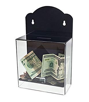 SOURCEONE.ORG Deluxe Clear Acrylic Donation Box - Ticket Collection Box with Counter Top & Wall Mount - Perfect for Retail Stores, Churches, and Fundraising Events