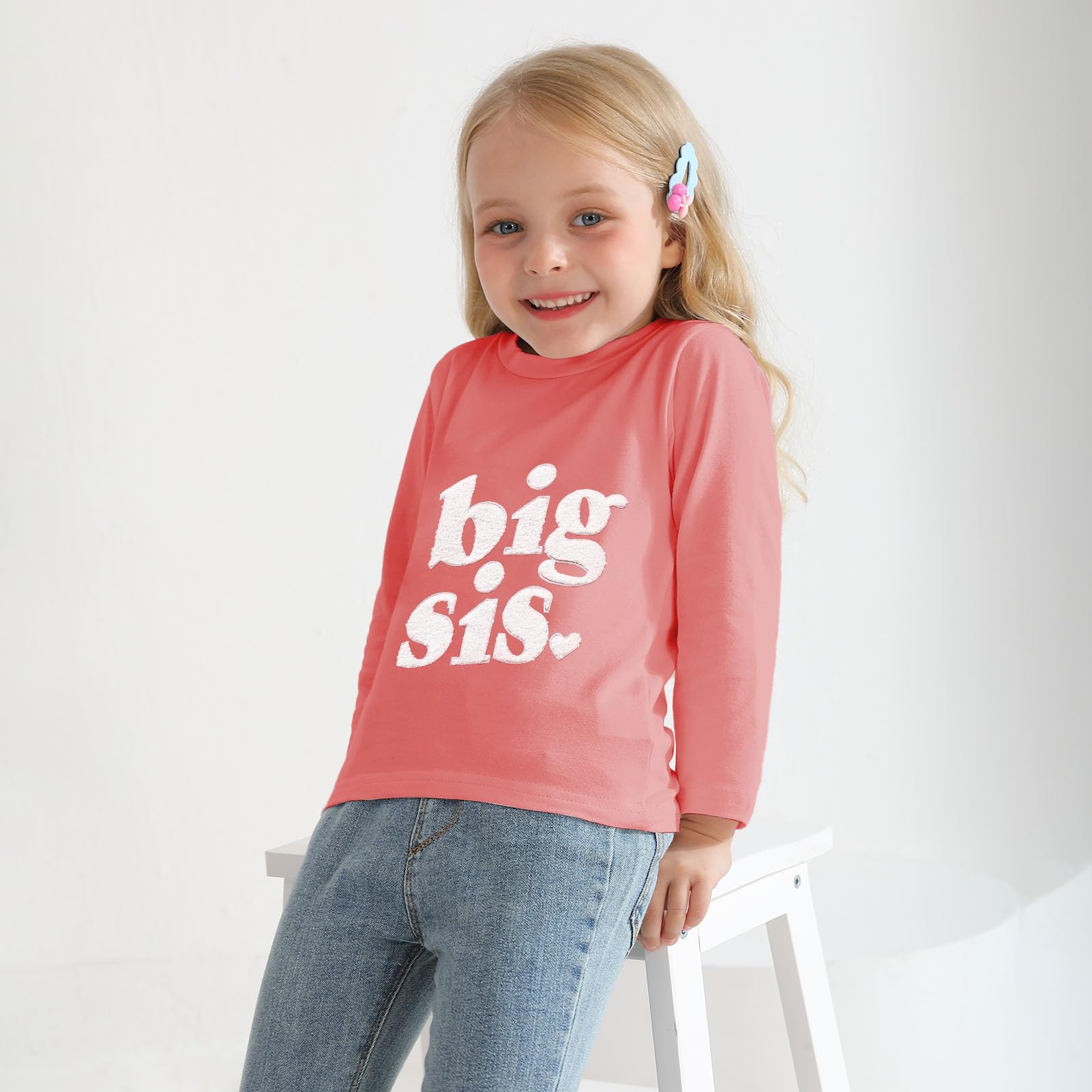 Big Sister Shirt for Toddler Girls - Long Sleeve Announcement Outfit for New Siblings