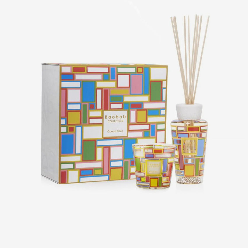 Baobab Collection My First Baobab Ocean Drive Scented Candle & Diffuser Gift Set - Perfect for Home Fragrance, Spa Relaxation & Luxury Gifts