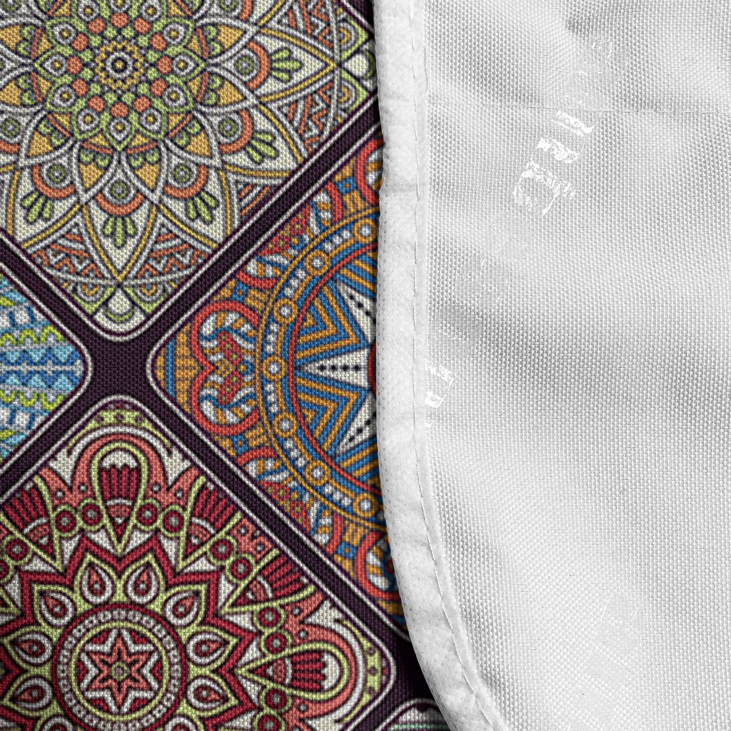 Ambesonne Mandala Microwave Cover – Colorful Mosaic Tile Pattern with Abstract Floral Elements, Turkish Inspired Waterproof Kitchen Organizer with Pockets, 36 x 12 Inches, Multicolor – Perfect for Protecting Appliances & Adding Boho Style to Your Kitchen