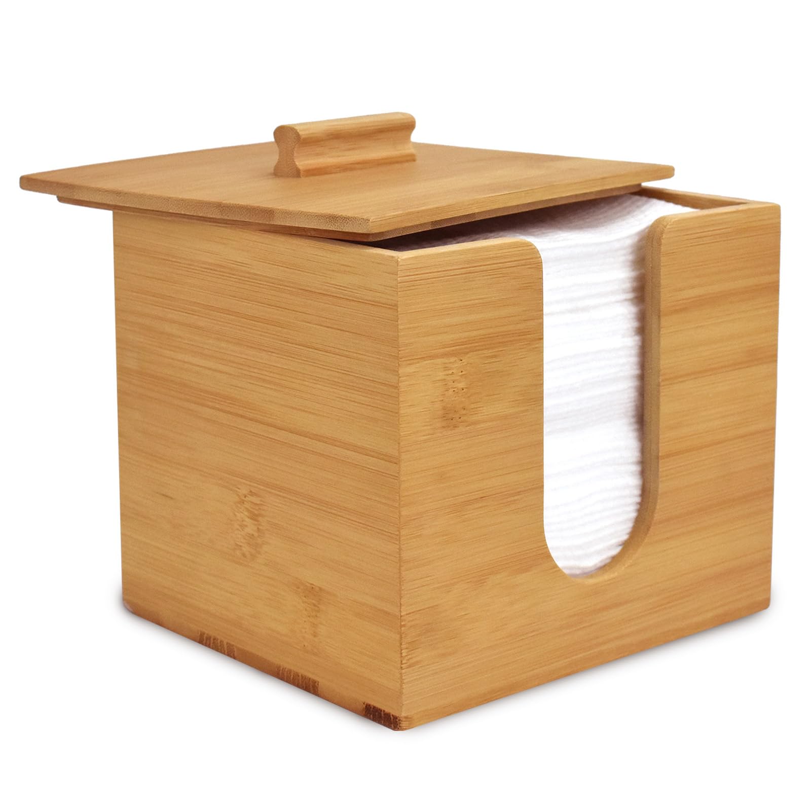Eco-Friendly Bamboo Box for XL Clean Towels & Face Towels | Disposable Makeup Remover Wipes Organizer | Skin Care & Beauty Storage Container | Perfect for Bathroom Vanity, Spa & Travel