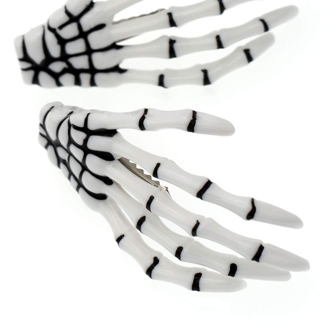 10Pcs Skeleton Hands Hair Clips - 3 Inch Hand Bone Shape Halloween Hair Accessories for Women & Girls - Perfect for Halloween Party, Cosplay, Gothic Fashion & Spooky Themed Events (White)