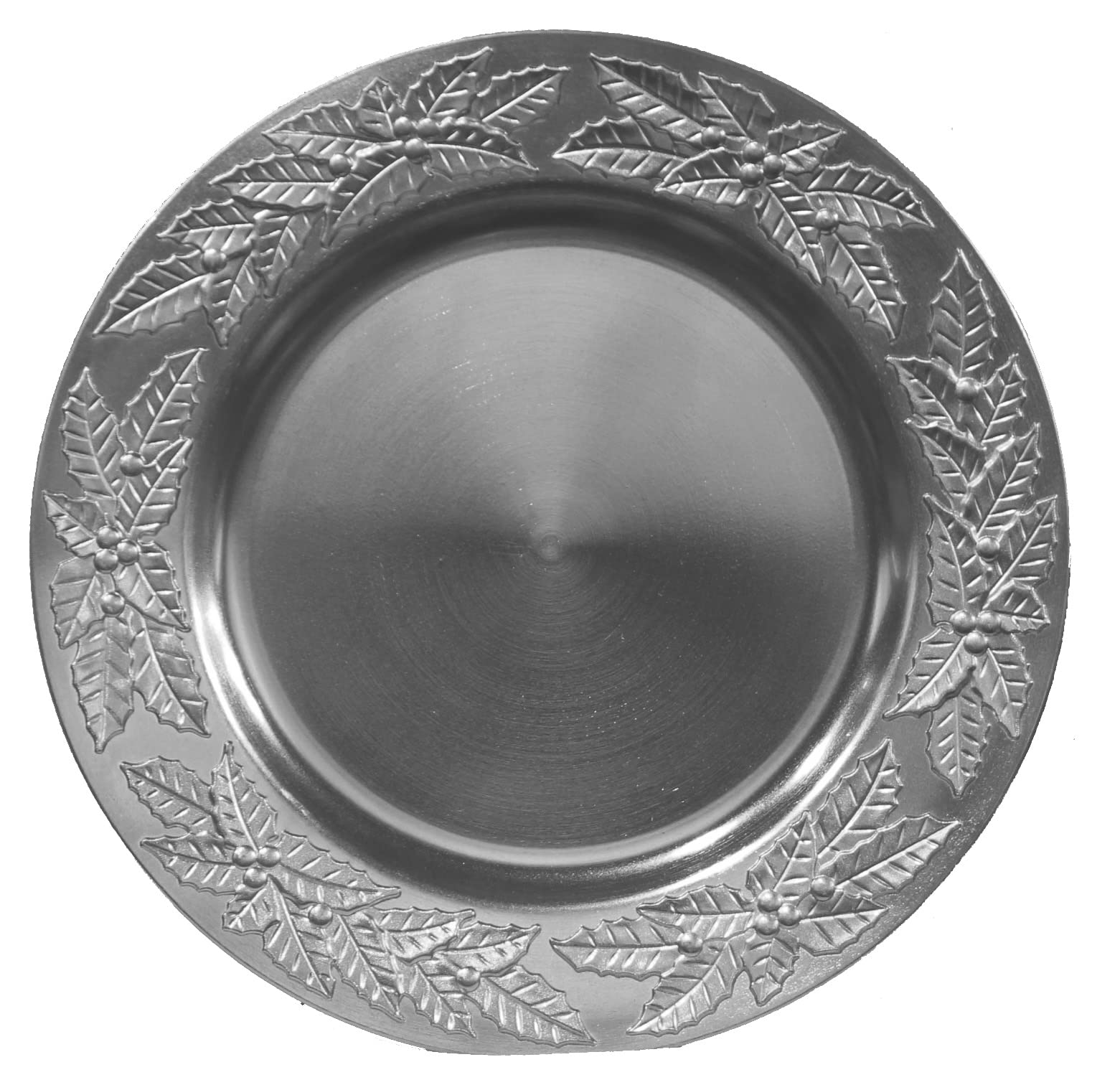 Gilbins 13 Inch Silver Round Plastic Charger Plates - Set of 4 for Wedding, Holiday & Party Table Decor - Elegant Dinnerware for Formal Events, Buffets and Special Occasions