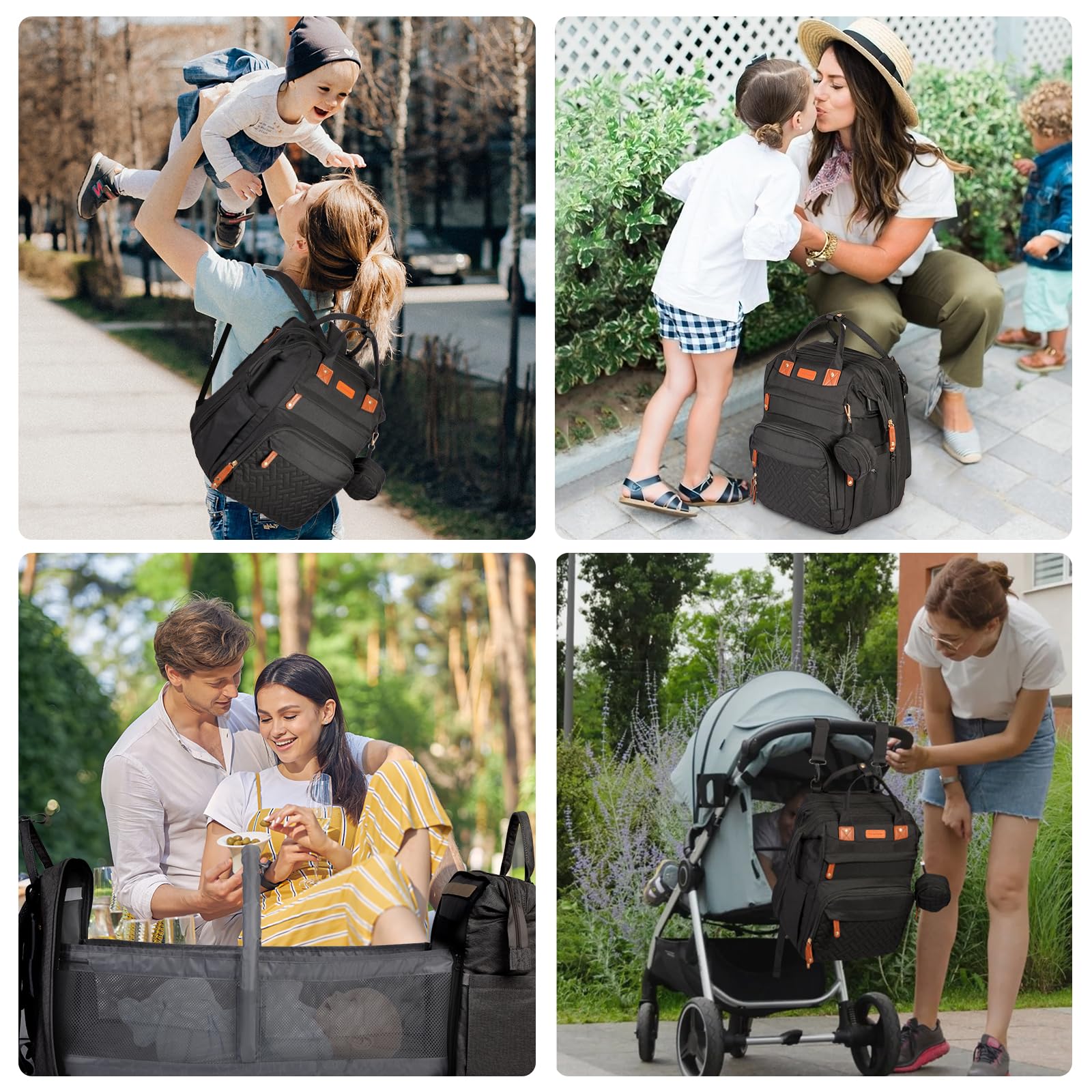 Premium Diaper Backpack for Travel - Large Capacity 900D Oxford Cloth Baby Bag with Changing Station | 3-in-1 Multifunctional Parent & Baby Essentials Organizer (Black) - Perfect for Daycare, Air Travel & Family Outings