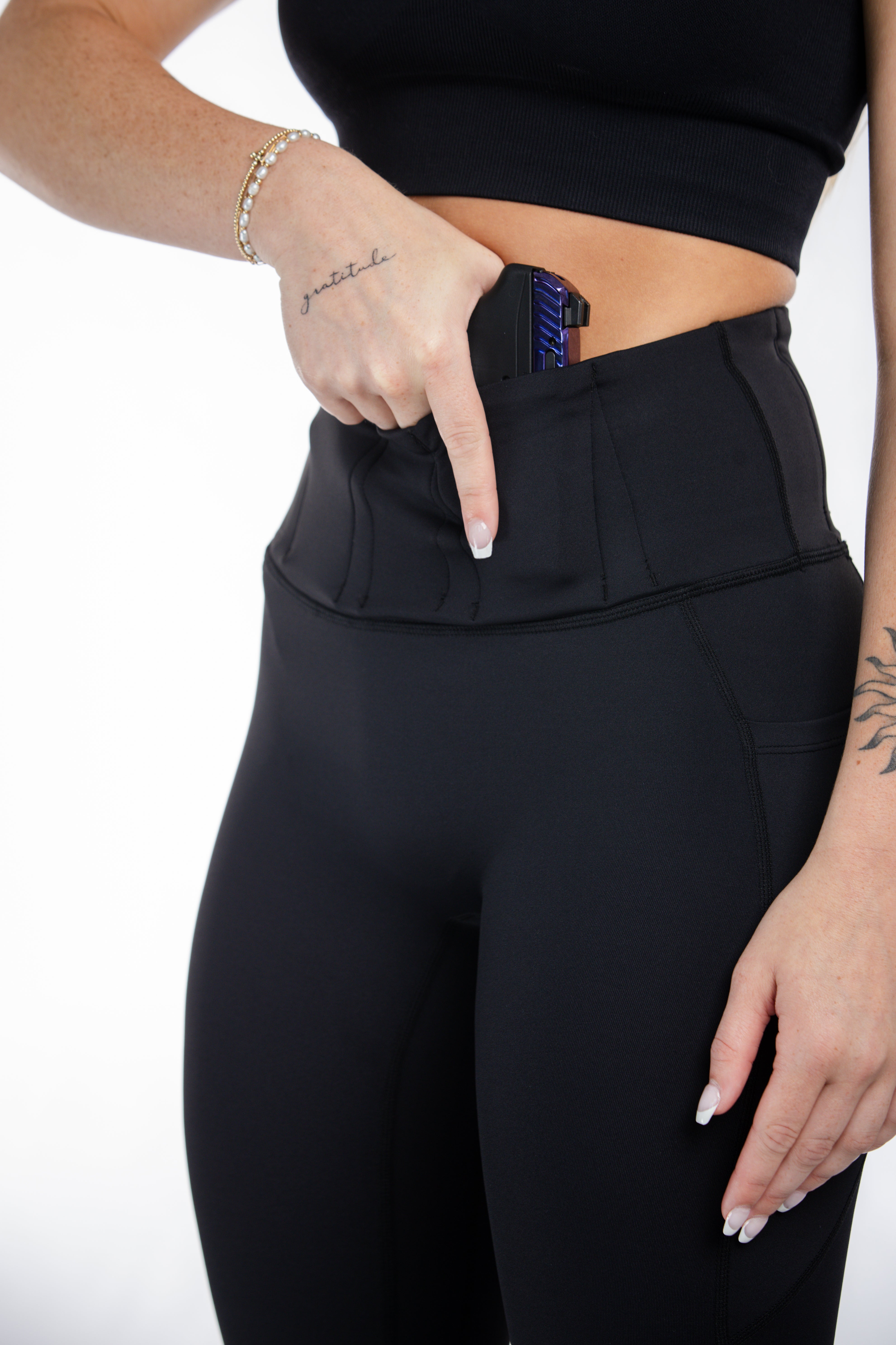 Concealed Carry Leggings with Hidden Pockets for Women - Comfortable & Secure Black Yoga Pants for Running, Gym & Everyday Wear