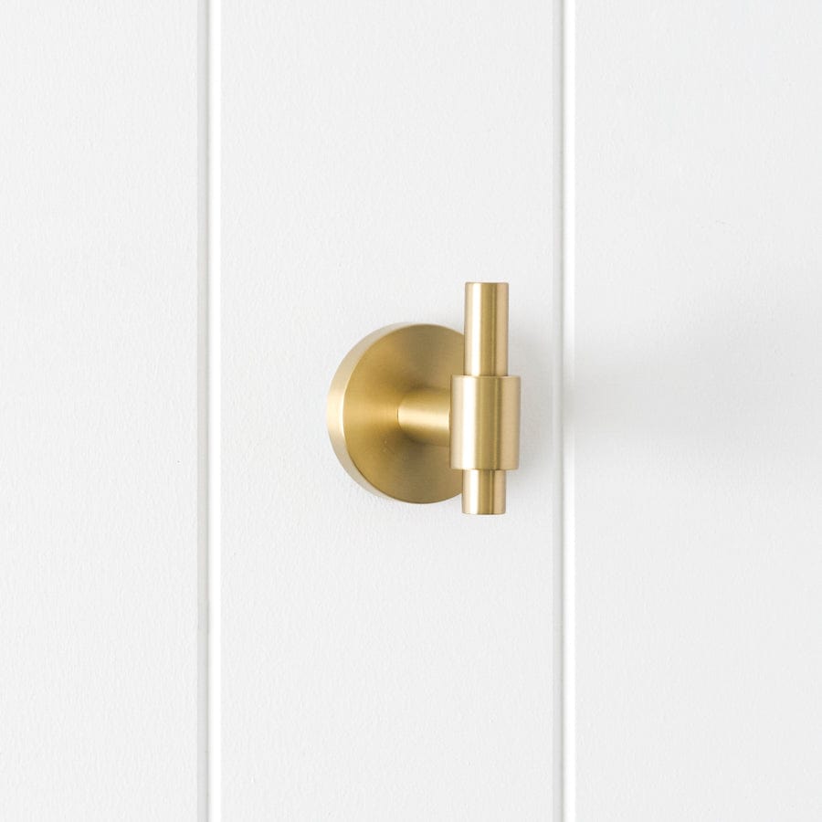 Melbourne Robe Hook Brushed Brass - Elegant Wall Mounted Coat Hook for Bathroom, Bedroom & Entryway Organization