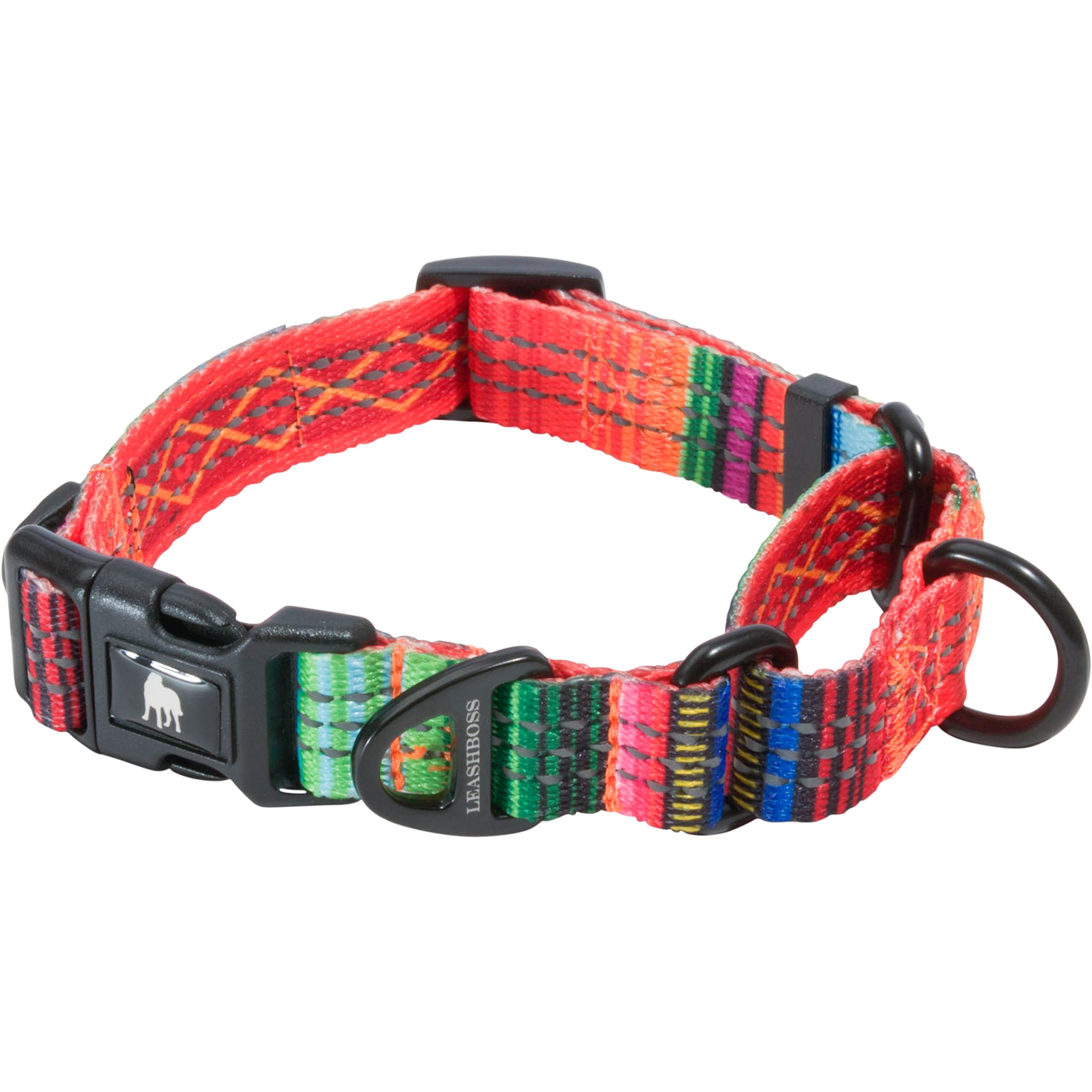 Leash Boss Martingale Dog Collar - Reflective Nylon Training Collar for Small, Medium & Large Dogs | No-Pull Adjustable Pet Collar with Quick Release Buckle | Perfect for Walking, Training & Nighttime Safety