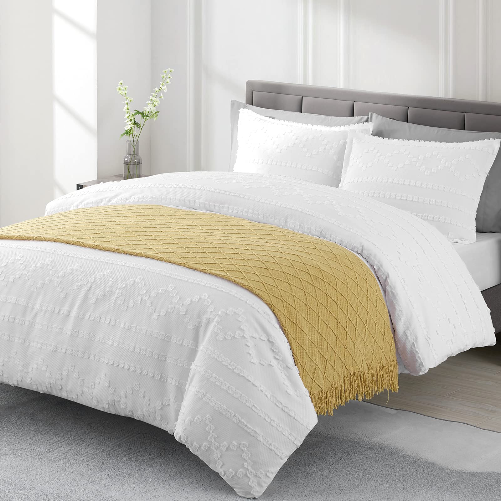 BOURINA Mustard Knitted Throw Blanket 50x90 Inches - Soft Textured Solid Sofa Cover, Couch Blanket, Bed Runner - Perfect for Living Room, Bedroom & Cozy Home Decor