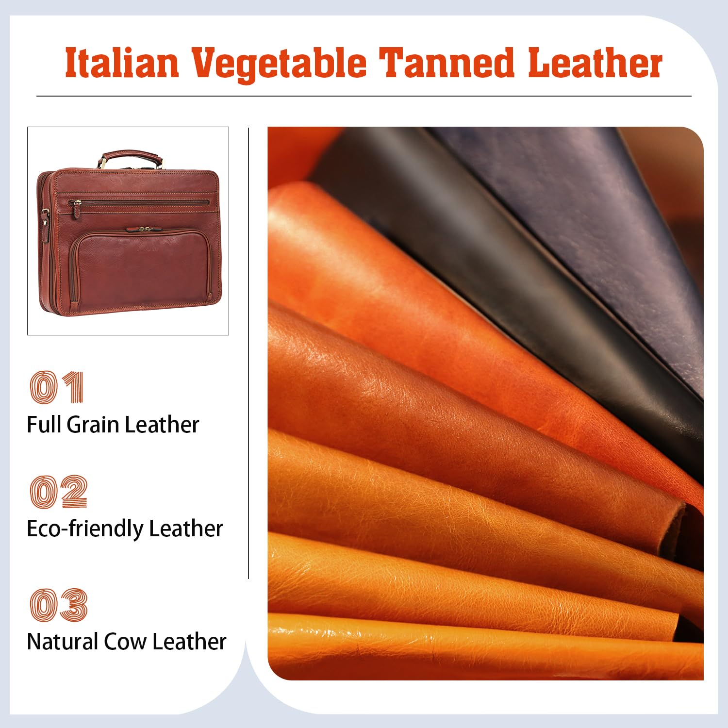 Premium Vintage Italian Leather Briefcase for Men - Full Grain Business Laptop Bag with Luggage Strap (Brown) - Ideal for Office, Travel & Professional Meetings