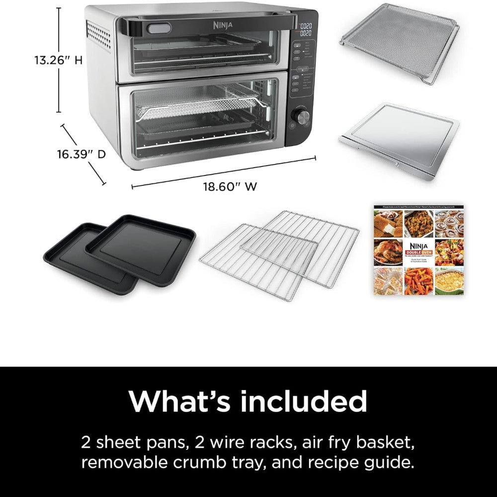 NINJA DCT401 12-in-1 Double Oven with FlexDoor, FlavorSeal & Smart Finish - Certified Refurbished with Home Essentials Warranty - Perfect for Baking, Roasting & Air Frying in Your Kitchen