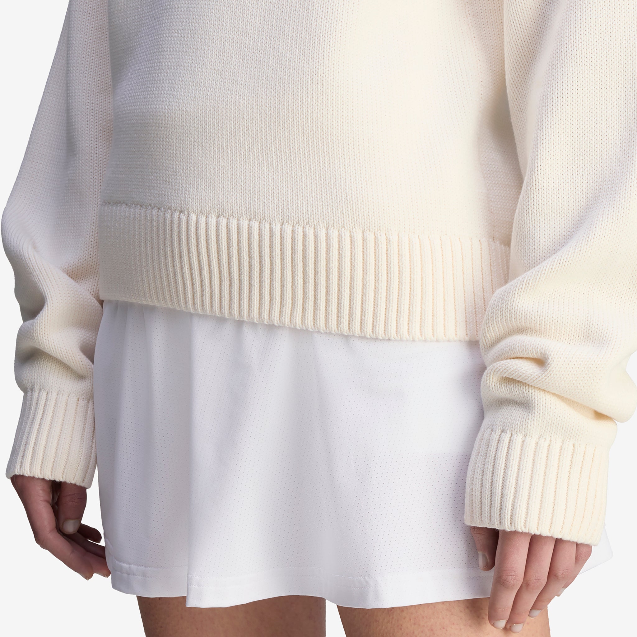 Sporty & Rich Women's V-Neck Sweatshirt in Off White & Court Green | Casual Streetwear for Women | Perfect for Gym, Lounge & Everyday Wear