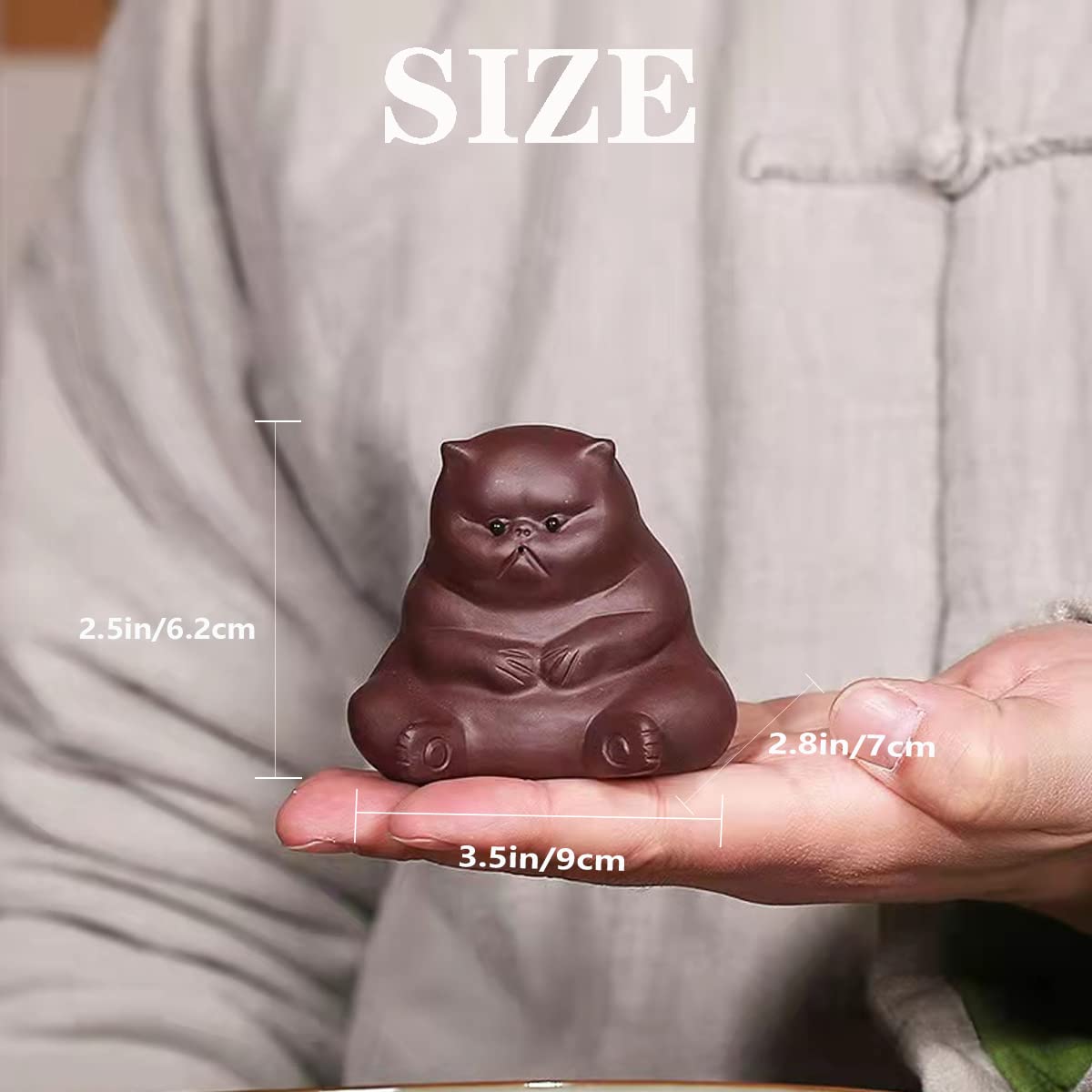 Zisha Clay Angry Cat Tea Pet Figurine - Kung Fu Style Tea Ceremony Ornament, Frog Tea Set Accessory for Tea Table & Tearoom Decor - Perfect Gift for Tea Lovers (Red Cat, 2-Piece Set) - Ideal for Chinese Tea Ceremonies, Home Office Decor & Zen Meditation Spaces