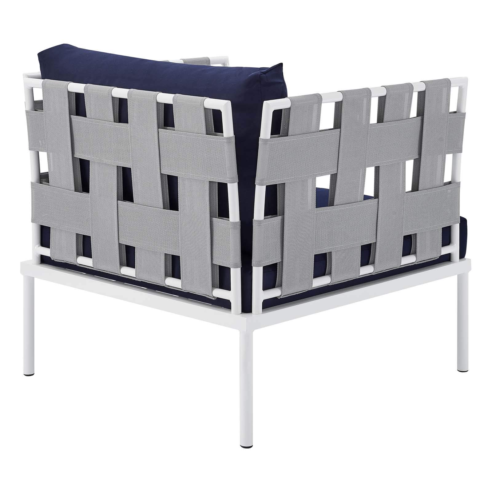 Modway EEI-4925 5-Piece Outdoor Patio Furniture Set - Aluminum Frame with Sunbrella Gray & Navy Cushions - Weather-Resistant Dining Set for Backyard, Poolside or Garden - Includes Table & 4 Chairs