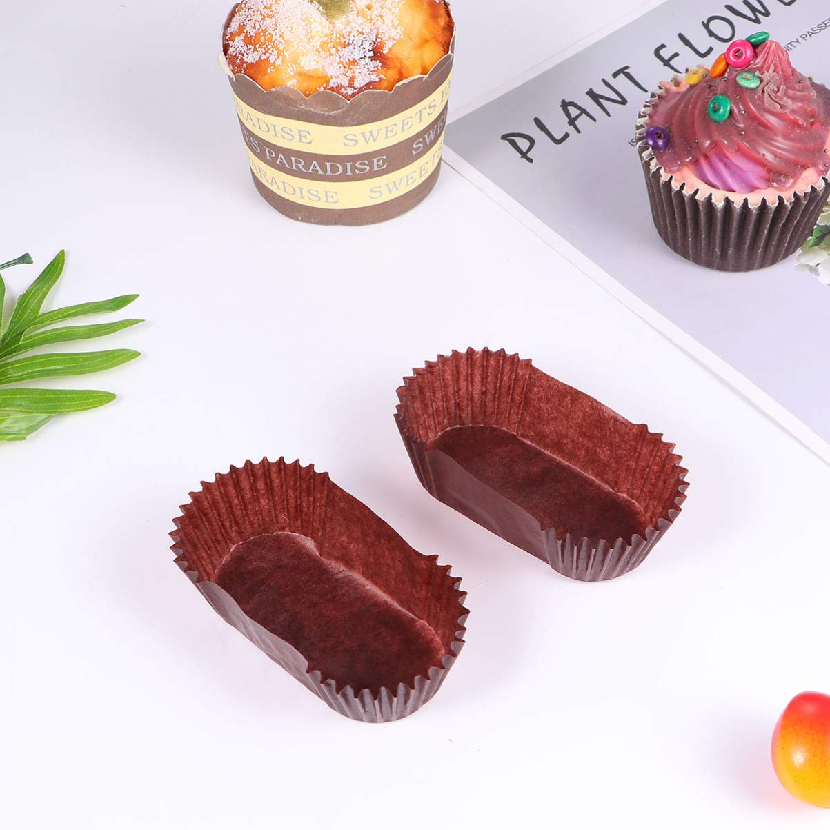 1000Pcs Oval Bread Baking Liners - Elliptical Paper Baking Cups for Muffins, Cupcakes & Mini Snacks | Non-Stick Cake Tray for Perfect Loaf Bread & Pastries | Ideal for Home Baking, Party Treats & Gift Packaging (Chocolate Brown)