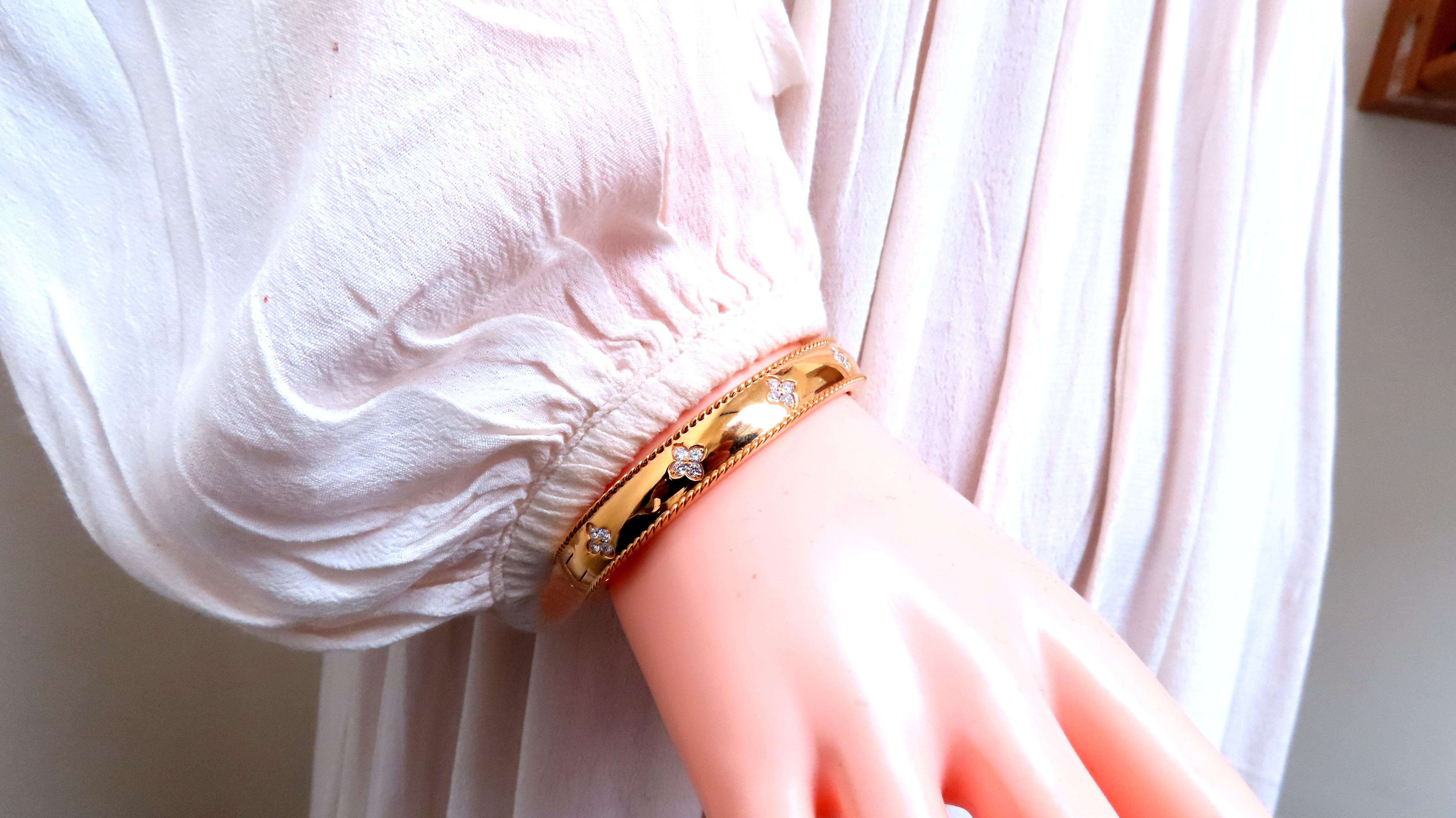14kt Gold Clover Natural Diamond Bangle Bracelet for Women - Elegant Jewelry Gift for Anniversary, Wedding & Special Occasions