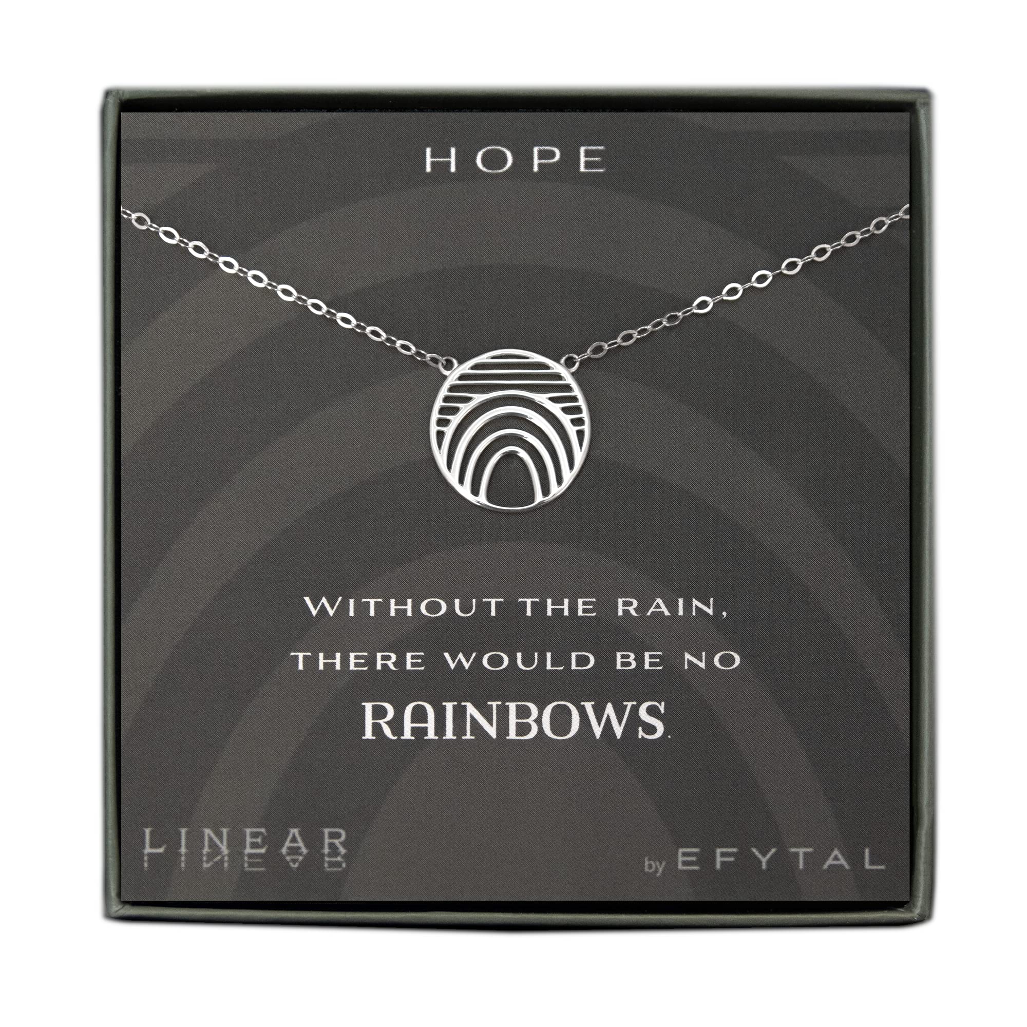 EFYTAL 925 Sterling Silver Hope Linear Necklace for Women - Inspirational Motivational Jewelry Gift for Her - Encouragement Present for Birthday, Graduation, Anniversary