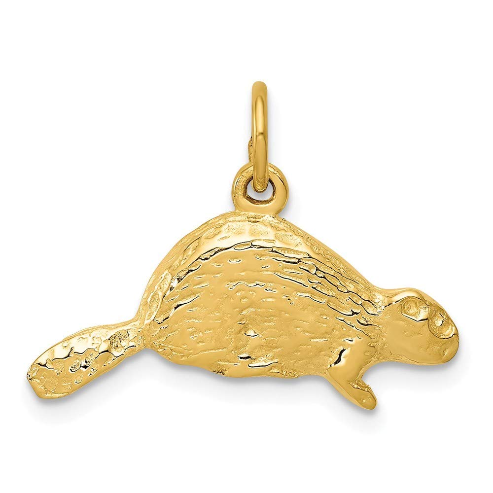 14K Yellow Gold Beaver Charm Pendant Necklace for Women - Roy Rose Jewelry | Perfect for Gifts, Birthdays & Everyday Elegant Wear
