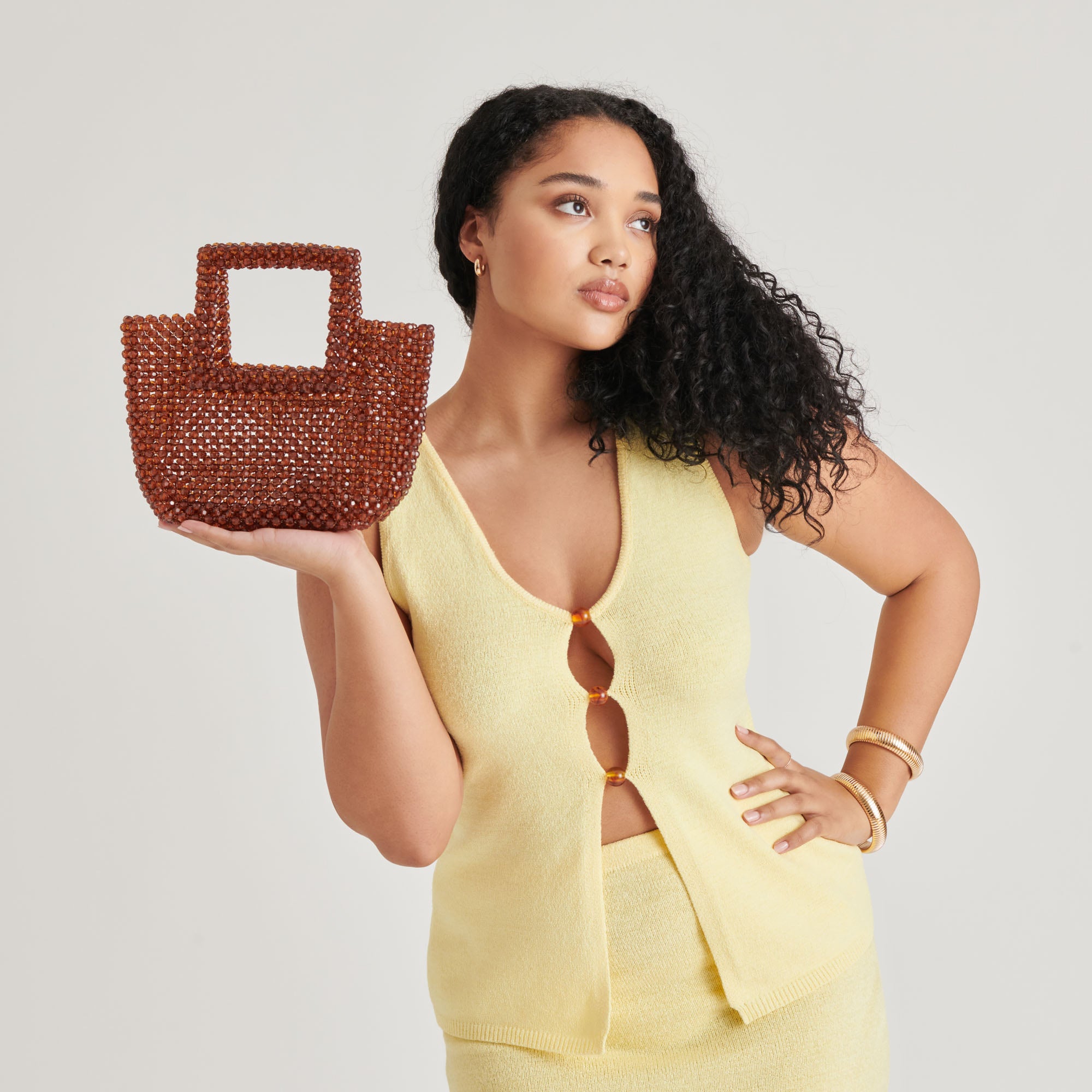 Marel Handbag with Amber Beads - Stylish Women's Crossbody Purse for Casual Outings & Evening Events