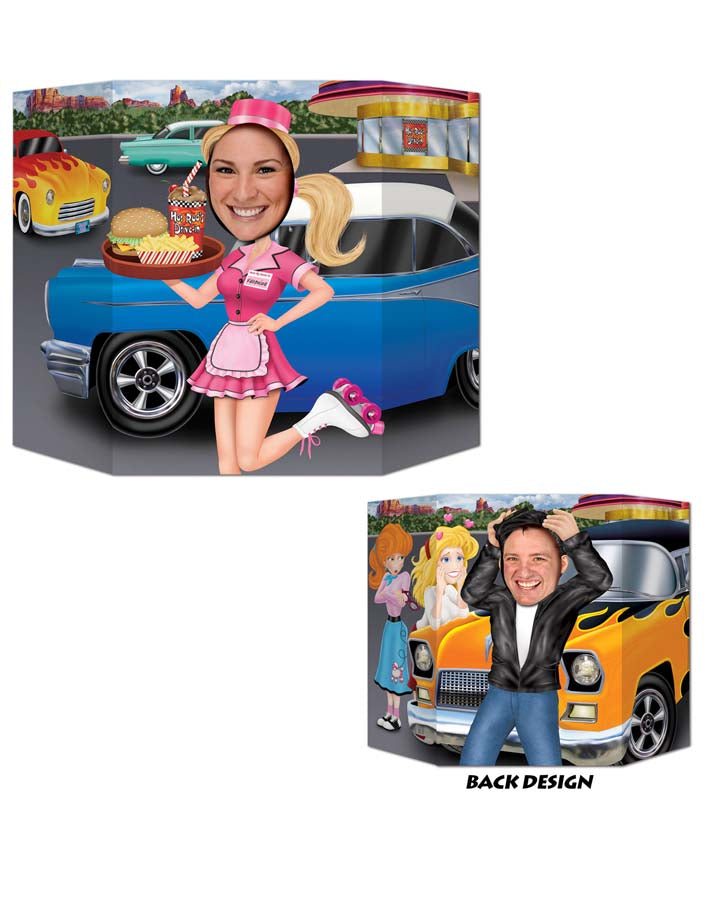 Vintage 50s Car Hop Greaser Photo Prop - Perfect for Retro Themed Parties, 1950s Costume Events, and Classic Car Shows