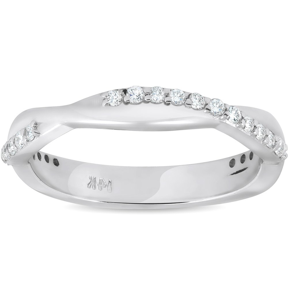 1/4 Carat Diamond Twisted Vine Women's Wedding Band Ring 14K White Gold - Elegant Bridal Jewelry for Engagement, Anniversary & Special Occasions