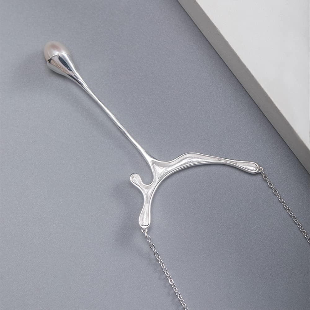 925 Sterling Silver Honey Drop Pendant Necklace with Natural Pearl for Women - Elegant Jewelry Gift for Bridal, Party & Everyday Wear