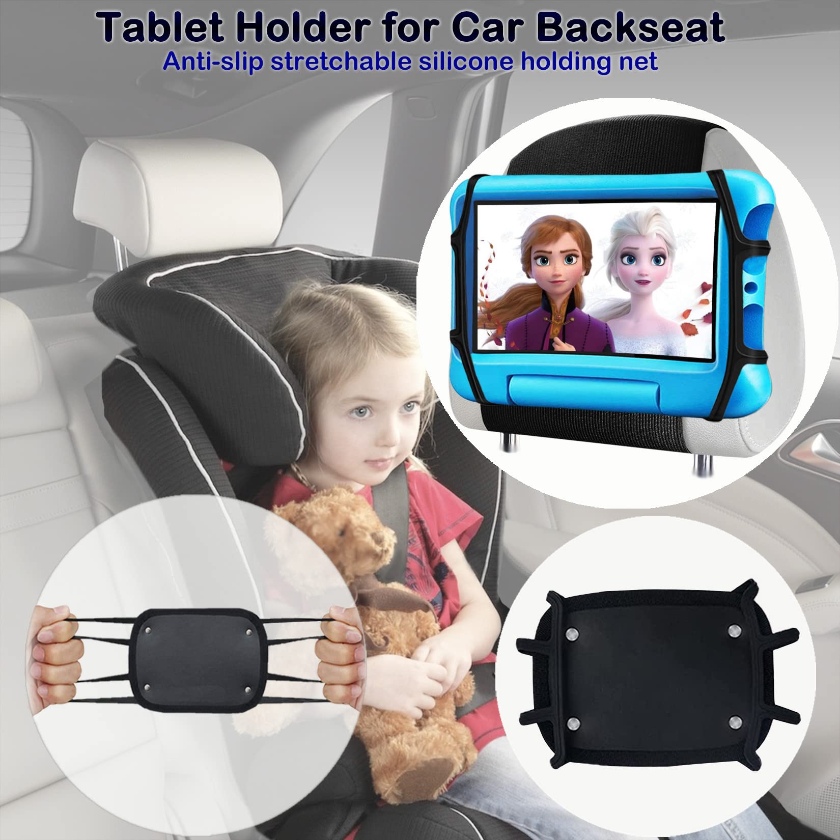 2 Pack Universal Car Tablet Holder for Kids - Adjustable Headrest Mount for iPad & 7-11