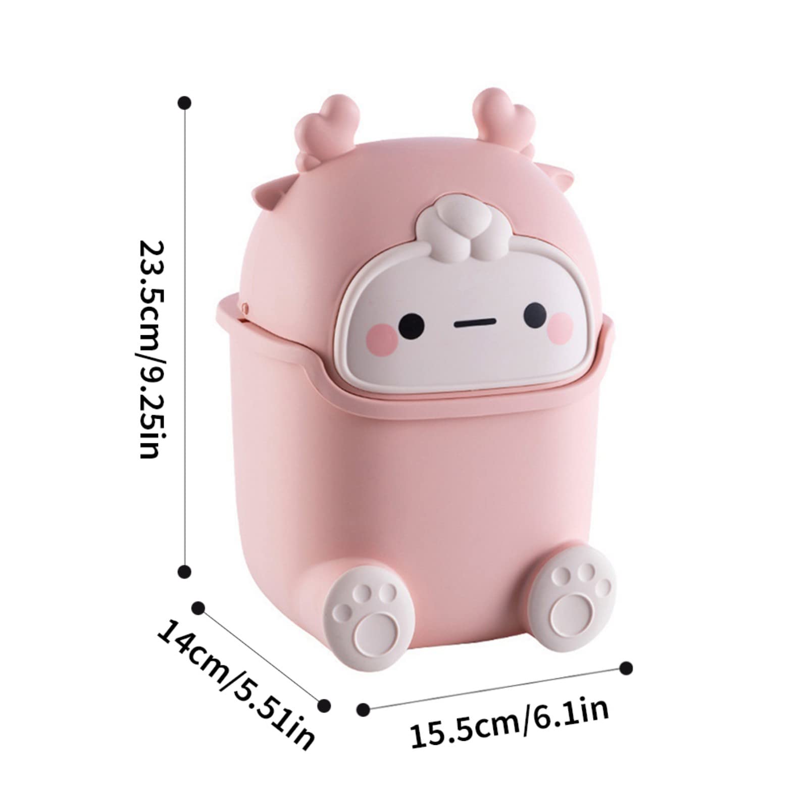 Ochine Mini Trash Can with Lid - Cute Cartoon Monster Deer Design Small Wastebasket for Desk, Countertop, Tabletop - Perfect for Home, Office, Bathroom, Kitchen & Bedroom Organization | Compact Garbage Bin for Workspaces, Vanities & Nightstands