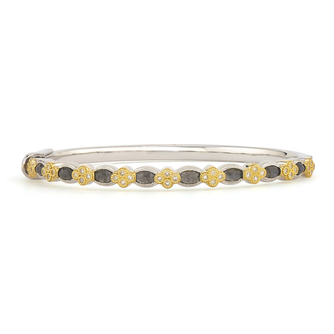 Jude Frances Mixed Metal Labradorite Marquis Quad Bangle - Elegant Stackable Bracelet for Women, Perfect for Everyday Wear & Special Occasions