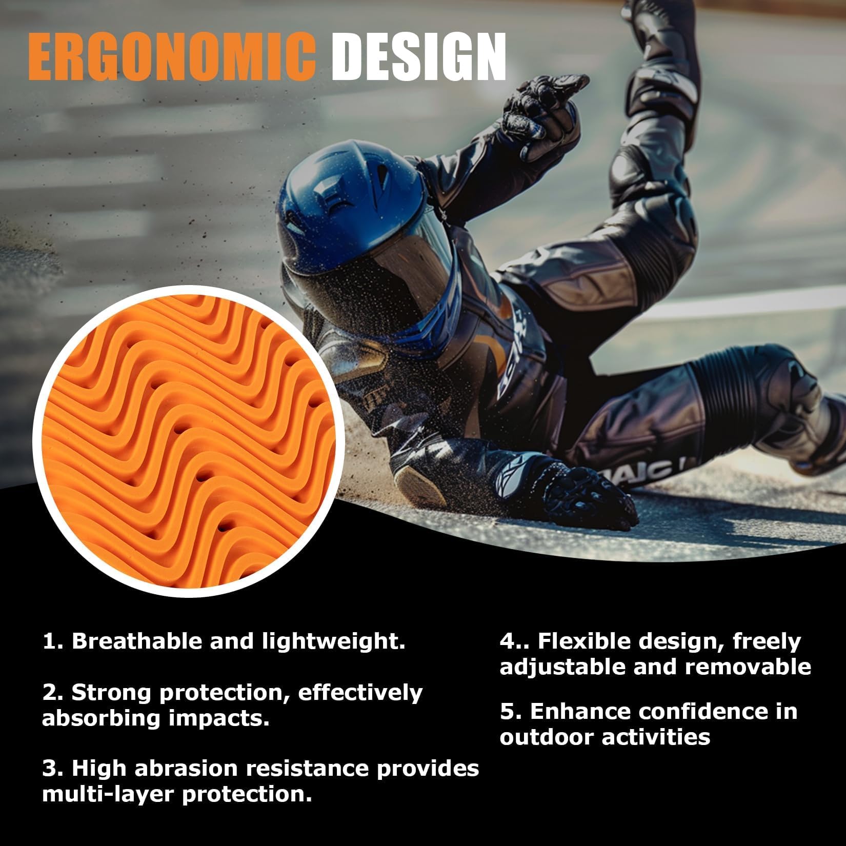 PSLER CE Level 2 Motorcycle Armor Set - Back, Elbow & Shoulder Pads (5PCS) for Riding Safety