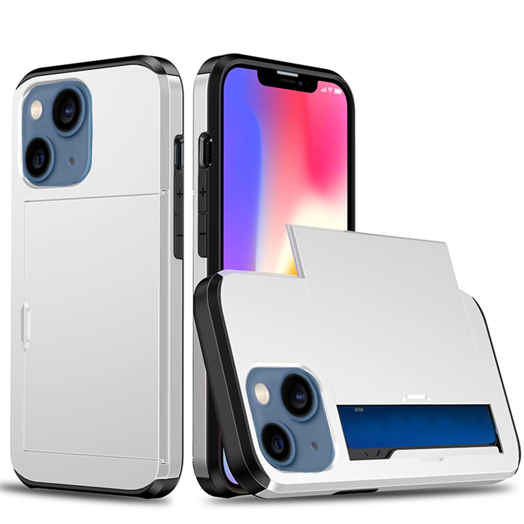 Durable Shockproof iPhone 13 Mini Wallet Case with Credit Card Holder - Slim Protective Phone Cover for Women & Men (White) | Perfect for Everyday Use, Travel & Hands-Free Convenience
