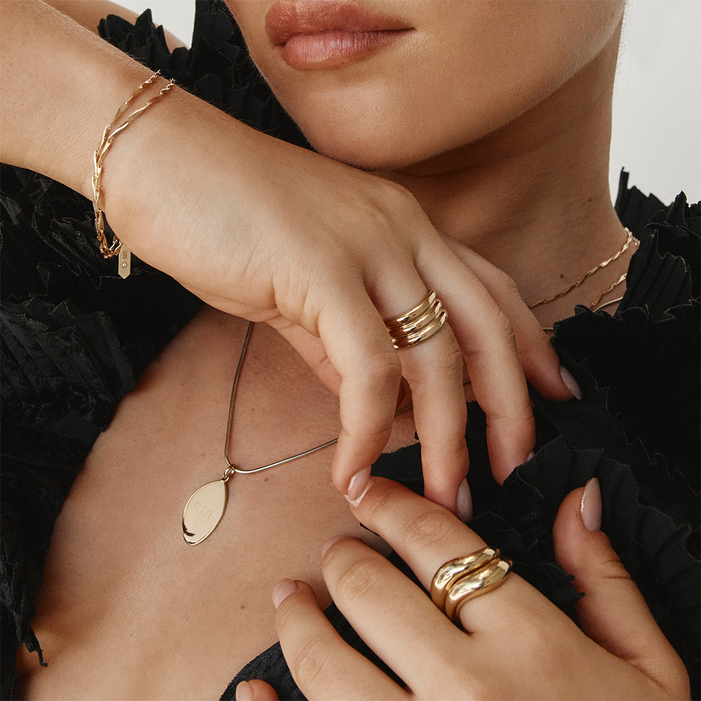 14K Gold Triple Wave Stackable Ring Set - Elegant Boho Jewelry for Women, Perfect for Everyday Wear, Layering & Special Occasions