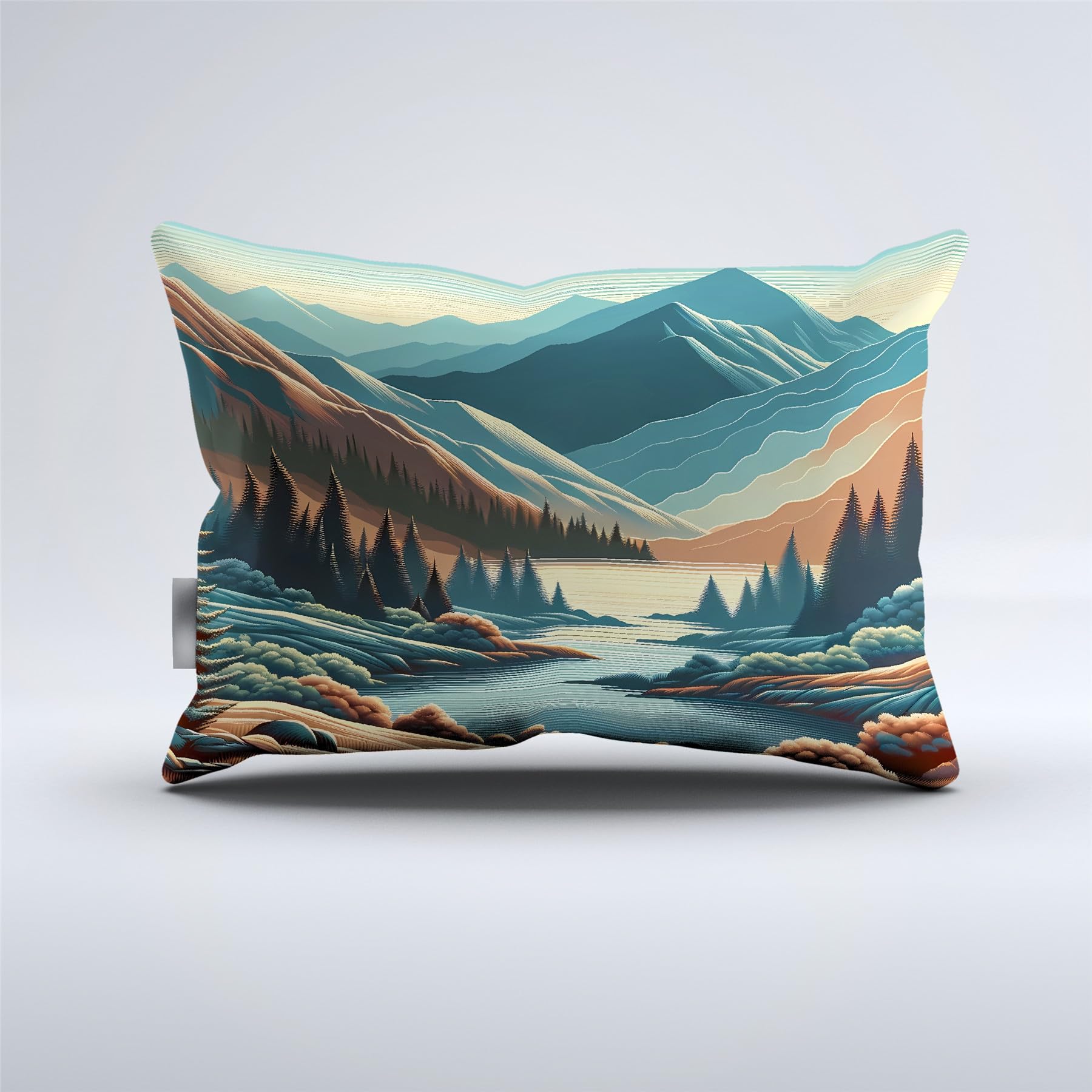 REALIN Hawthorn Bedding 3D Duvet Cover Set - Japan Forest Mountain River Design - 2/3/4PCS Quilt Cover with Sheets & Pillow Shams - Twin/Full/Queen/King Size (Queen 228x228cm 4PCS, Green) - Perfect for Bedroom Decor, Guest Room & Cozy Home Styling