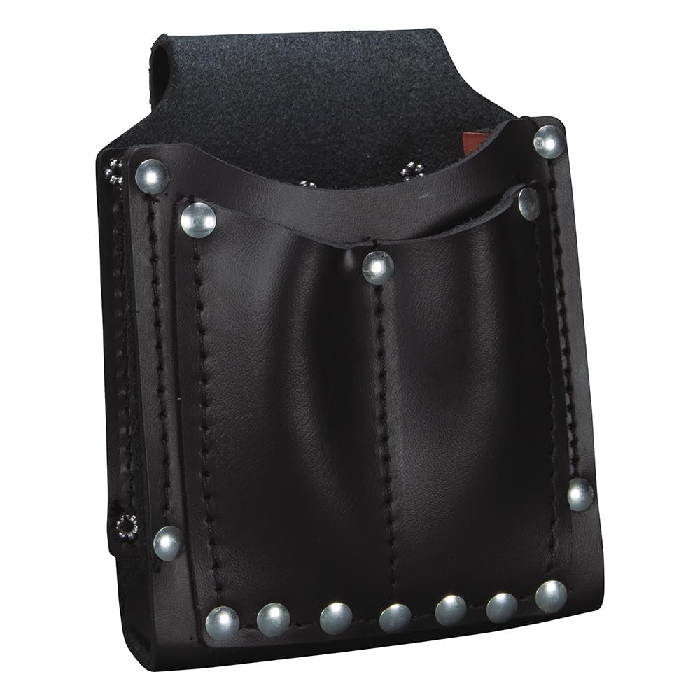 Klein Tools 5145 Leather Utility Pouch - 3-Pocket Work Belt Pouch for Electricians, Plumbers & Construction Workers | Durable Tool Organizer for Hand Tools, Screwdrivers & Wrenches