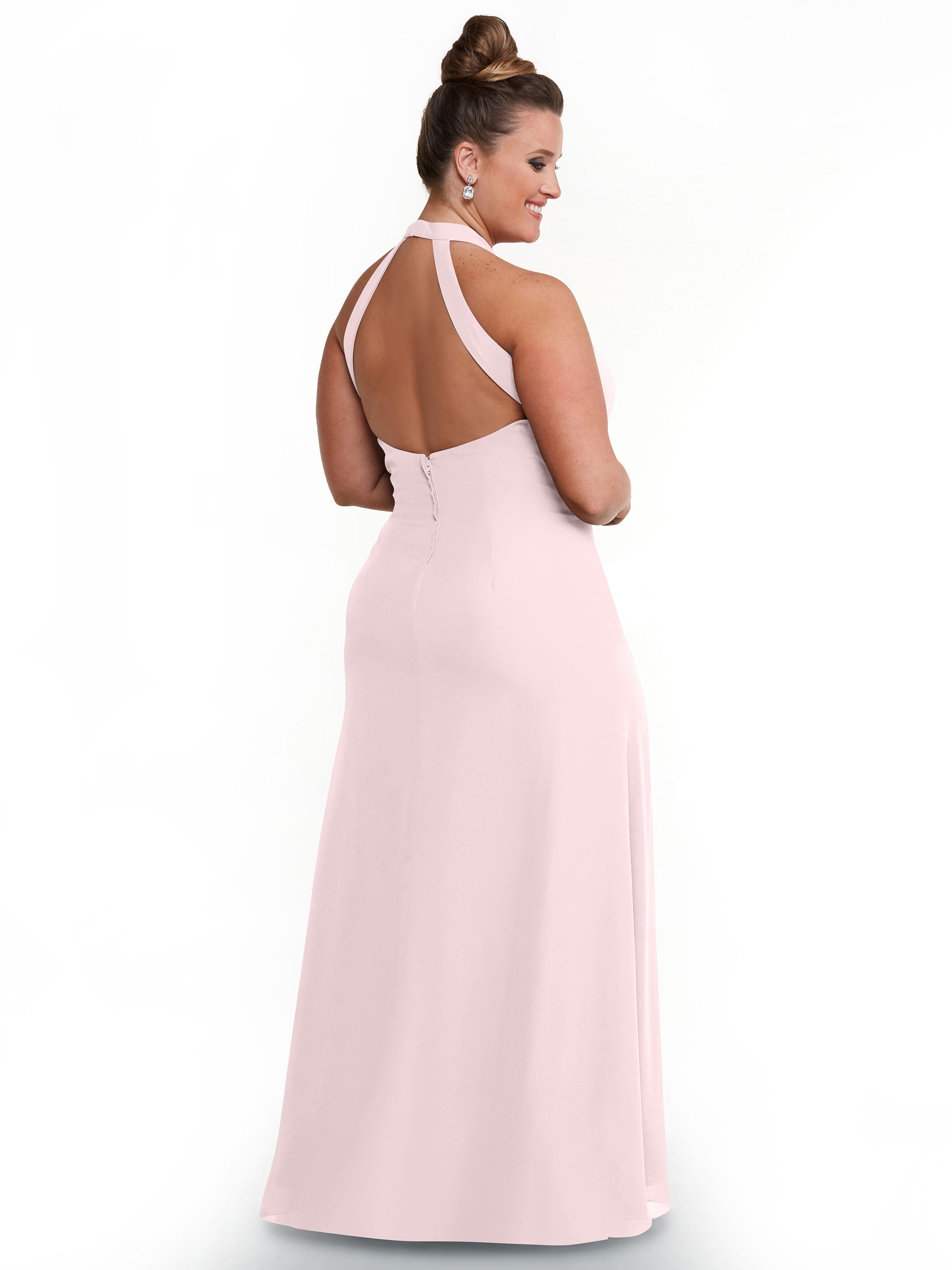Elegant Chiffon A-Line Bridesmaid Dress with Keyhole Halter Neckline - Perfect for Weddings, Formal Events & Special Occasions