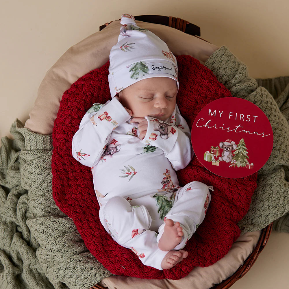 Snuggle Hunny Christmas Organic Baby Growsuit | Kangas & Koalas | Soft Holiday Pajamas for Infants & Toddlers | Perfect for Christmas Morning & Family Photos