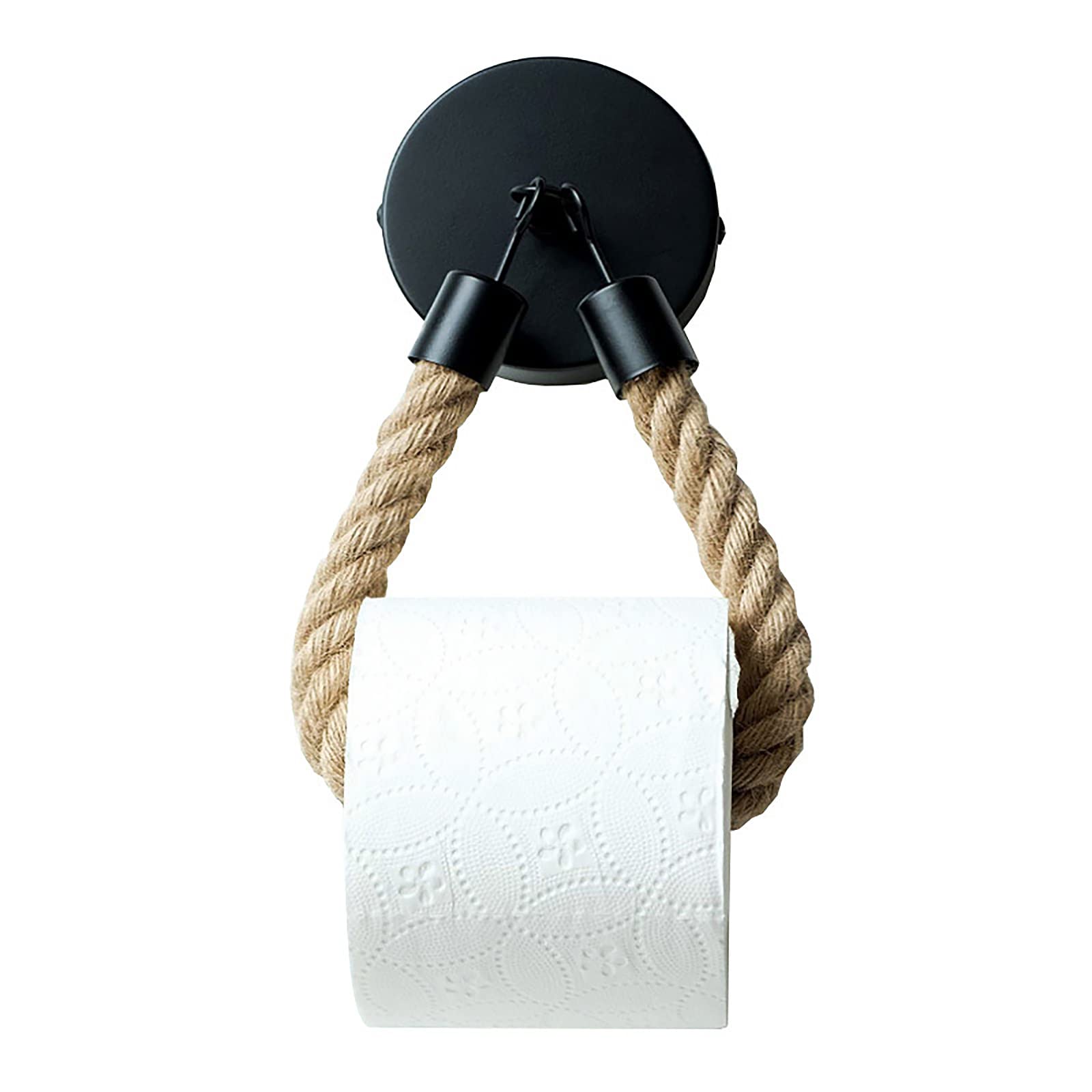 Hemp Rope Paper Towel Holder with Metal Hook - 2Pcs for Kitchen & Bathroom
