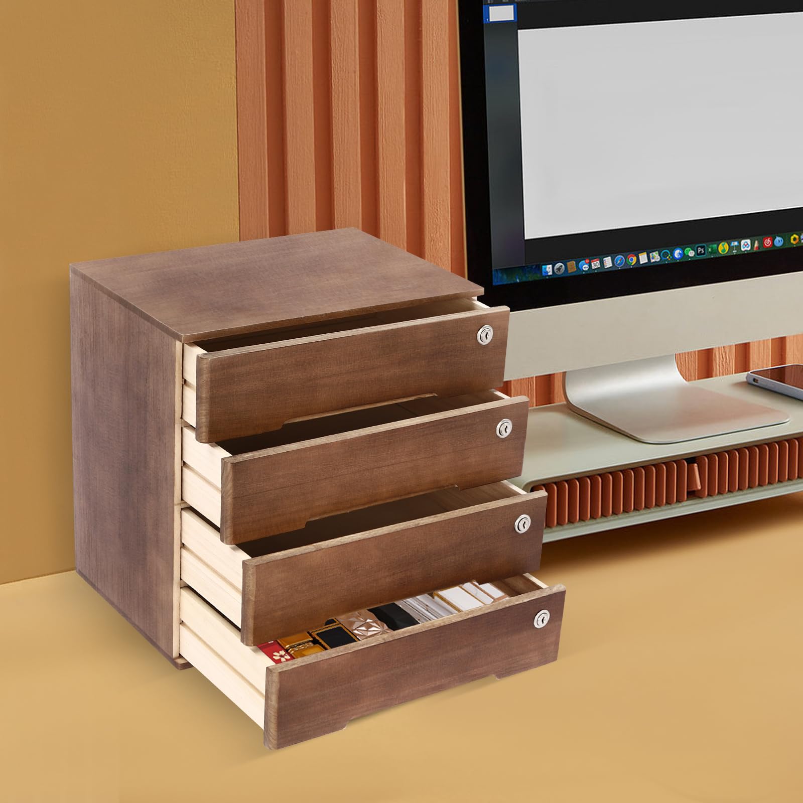 Lockable Wooden File Cabinet for Office - 15.75