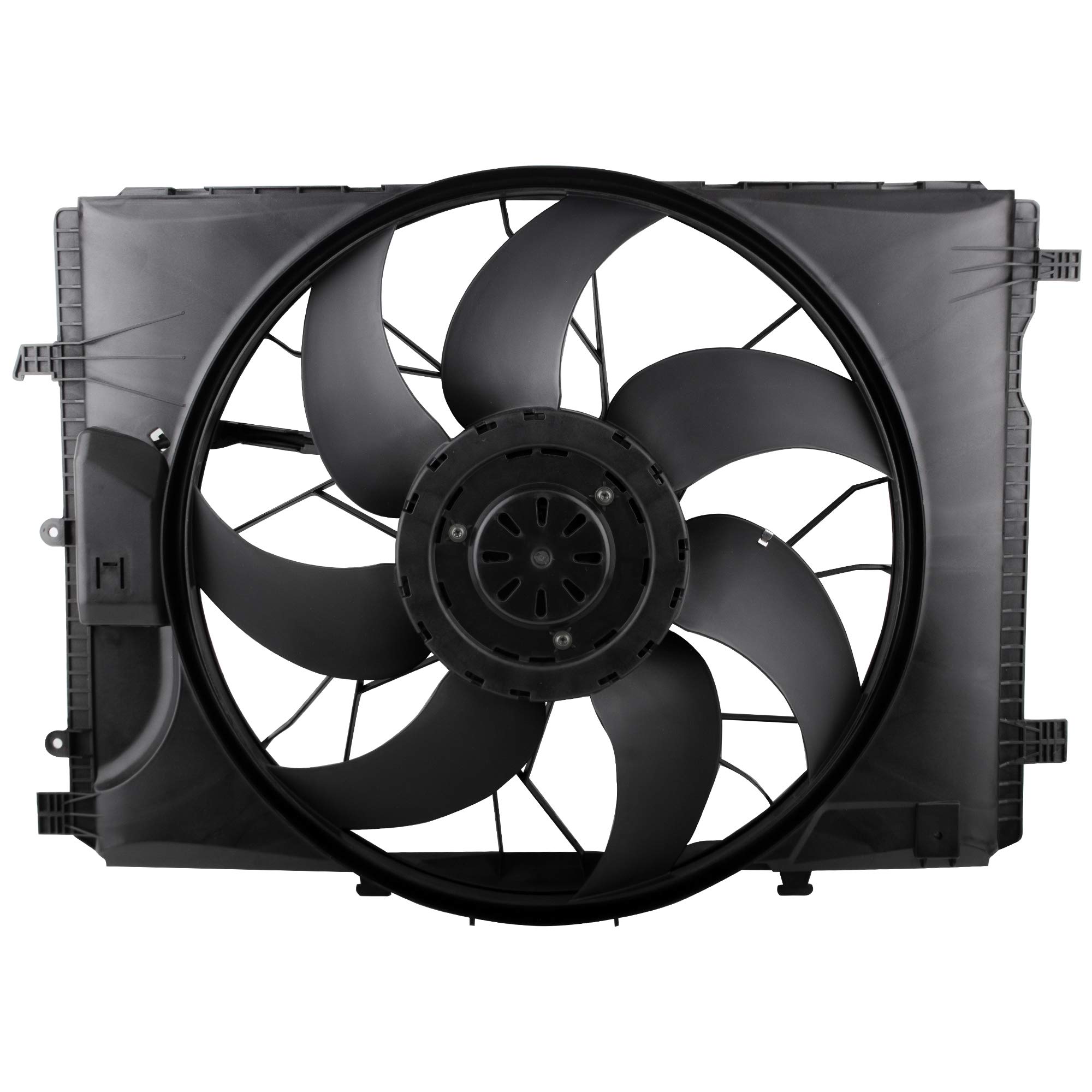 BOXI 621-373 High Performance Brushless Radiator Cooling Fan Assembly - Compatible with Mercedes-Benz W204 C250 C300 C350 C63 AMG, W212 E350 E550 E63 AMG, GLK250 GLK350, SLK250 SLK350 (Replacement for OEM 2045000293) - Perfect for Engine Cooling & Overheating Prevention