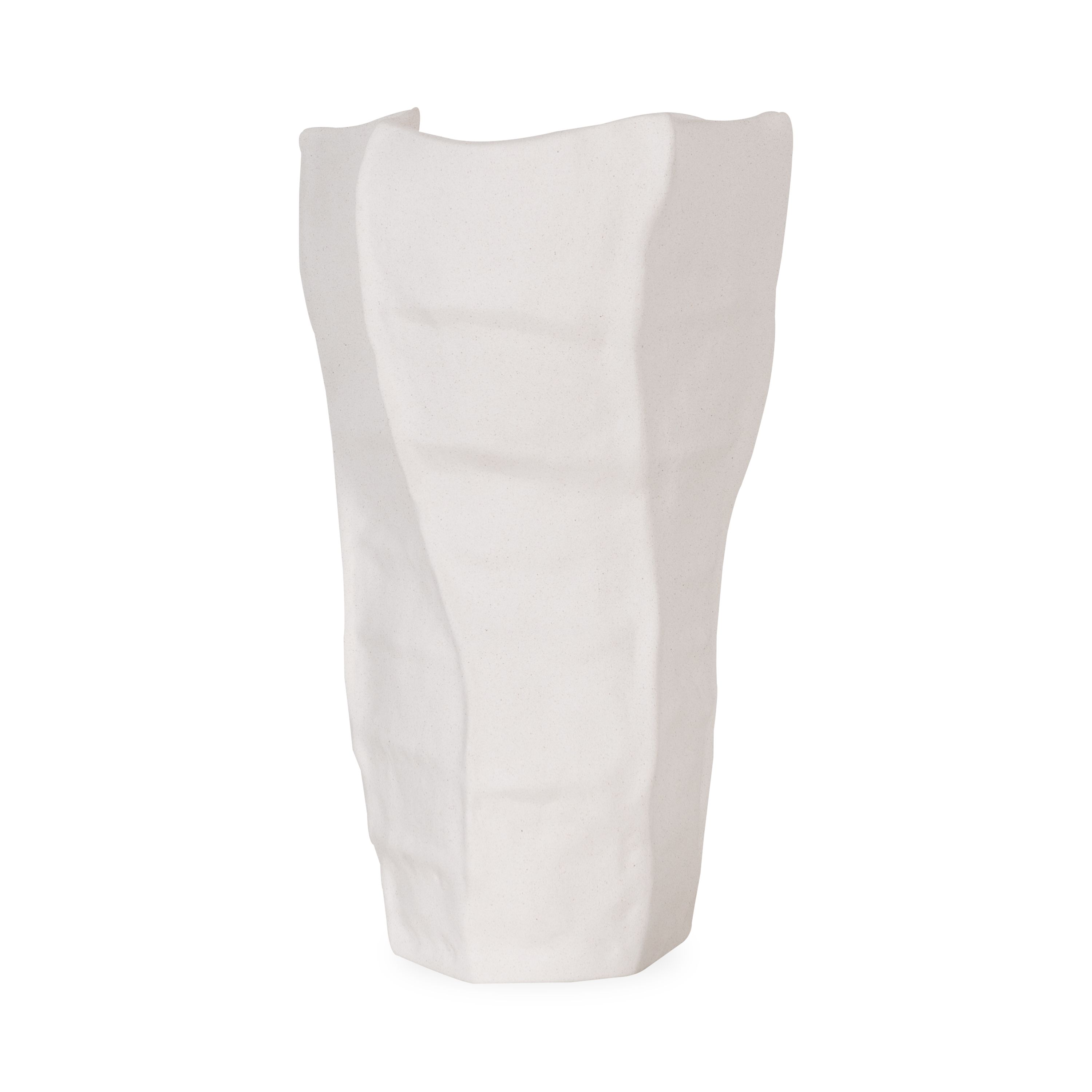 White Ceramic Vase for Home Decor - Minimalist Scandinavian Style Drift Vase for Living Room, Dining Table, or Office Desk Centerpiece