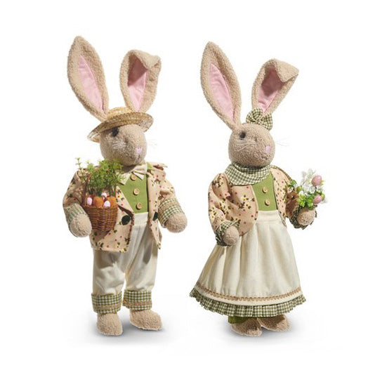 Mr. & Mrs. Spring Bunny Figurines - Set of 2 Easter Decorations for Home, Garden, and Party Decor | Perfect for Easter Celebrations, Spring Home Decor, and Gift Giving