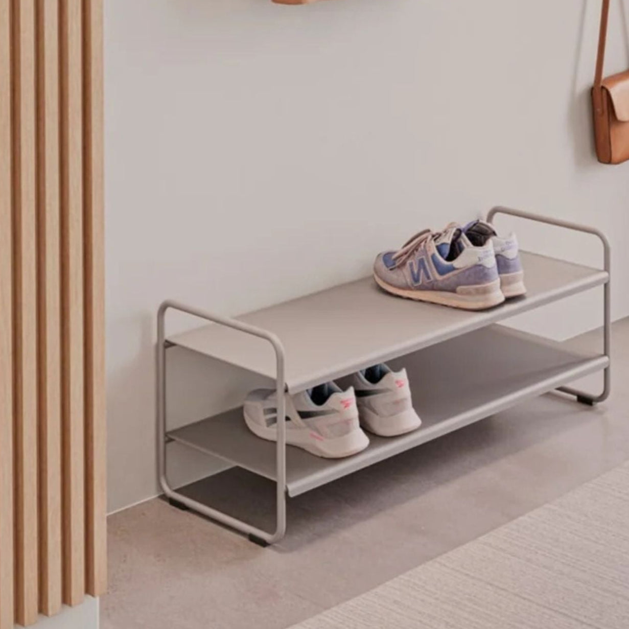 ZONE DENMARK Shoe Rack 80cm, Soft Grey - Space Saving Entryway Organizer for Shoes, Boots & Sandals | Perfect for Hallway, Closet & Apartment Storage