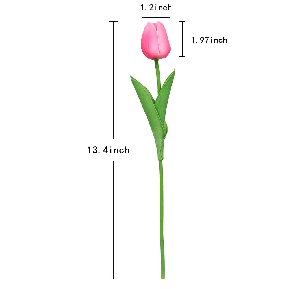 IPOPU 24PCS Real Touch Pink Tulips Artificial Flowers - Faux Silk Tulip Stems for Home Decor, Wedding Bouquets, Baby Showers, Bridal Centerpieces & Party Decorations (Pink) | Perfect for Spring Home Styling, Table Arrangements and Photo Backdrops